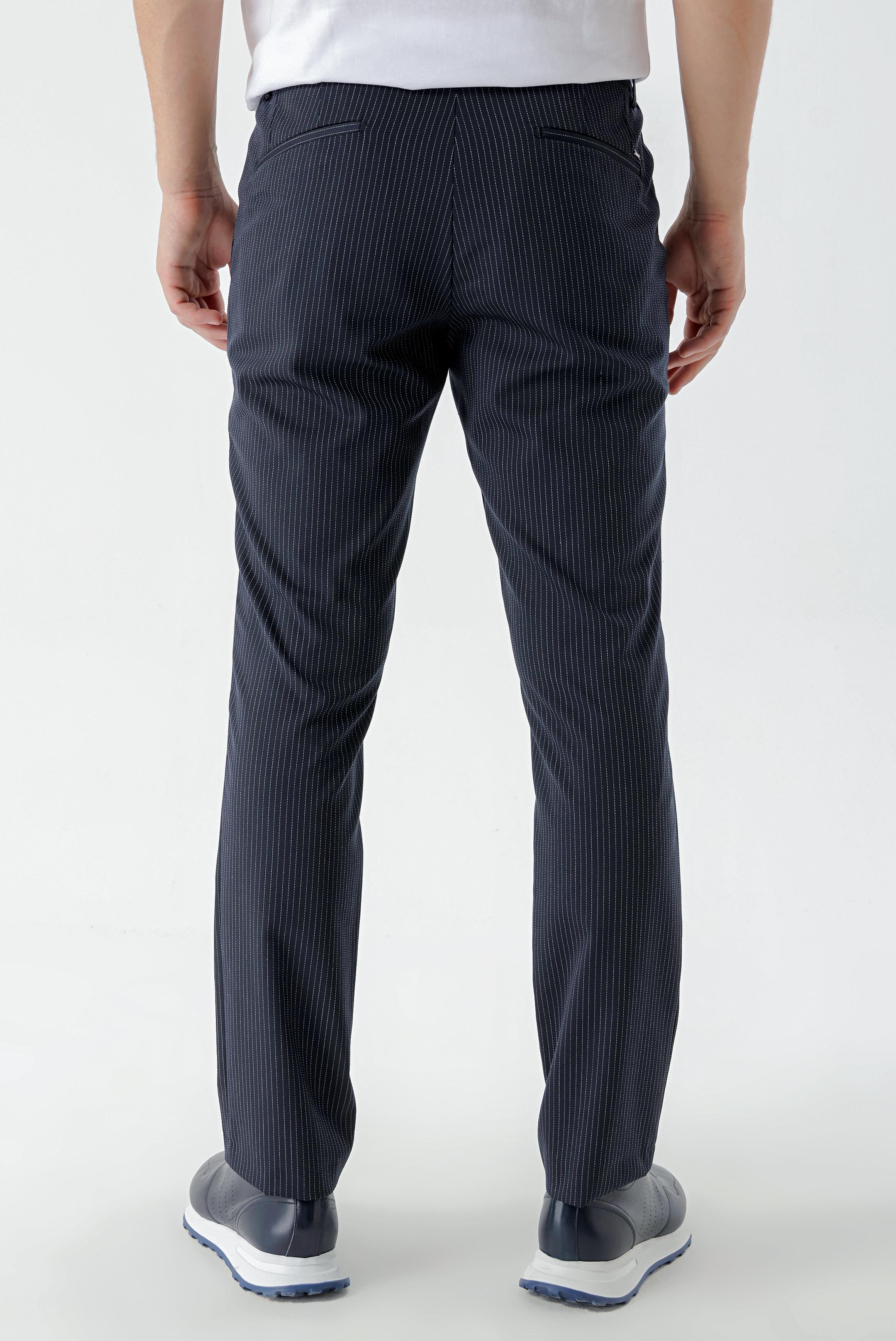 Morven Erkek Lacivert Poliviskon Trend Çizgili Slim Fit Classic Pantolon
