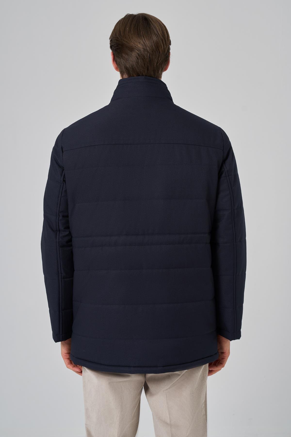 Morven Erkek Lacivert Polyester Çıtçıtlı Kapüşonlu Mont