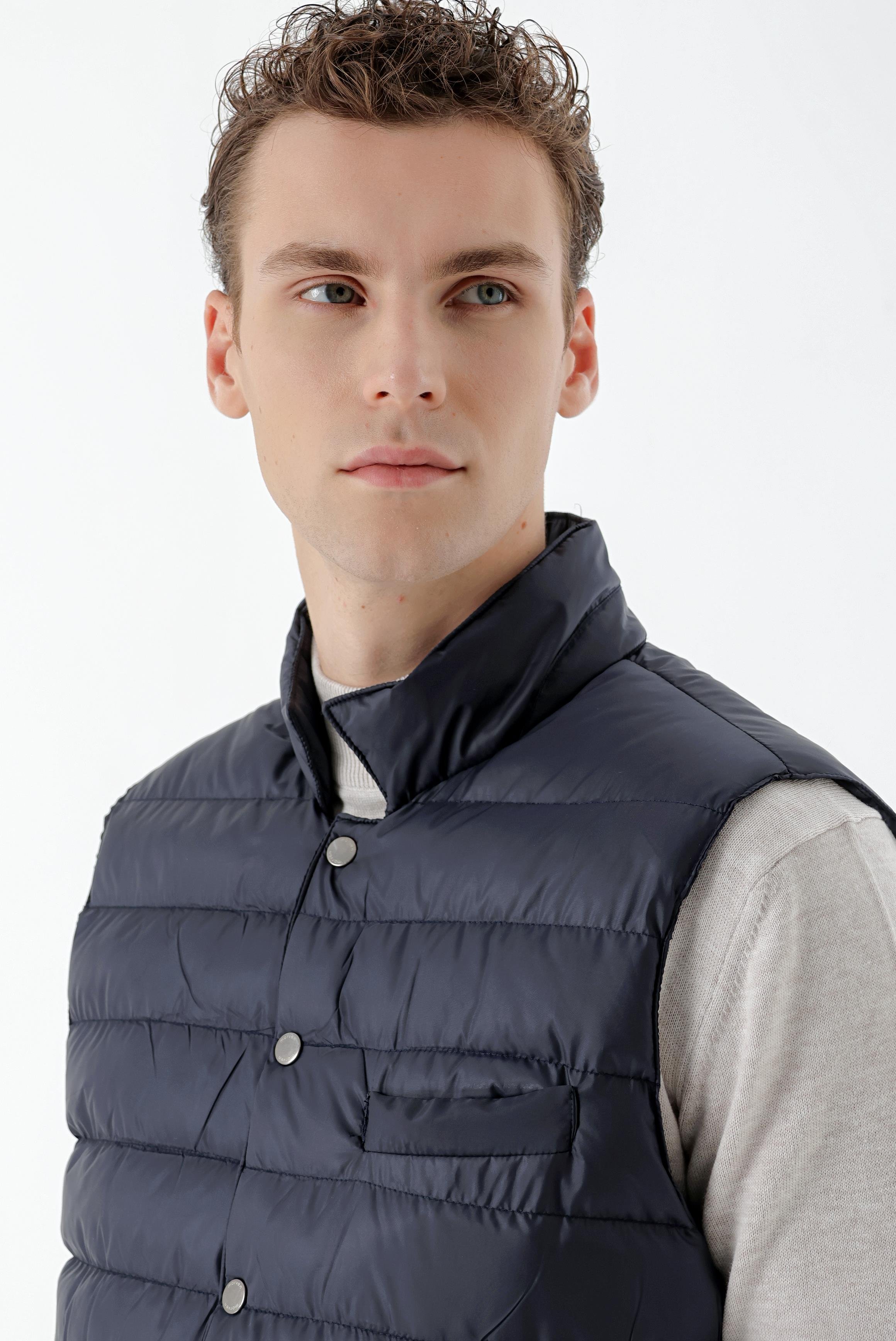 Morven Erkek Lacivert Polyester Çıtçıtlı Kapitone Yelek