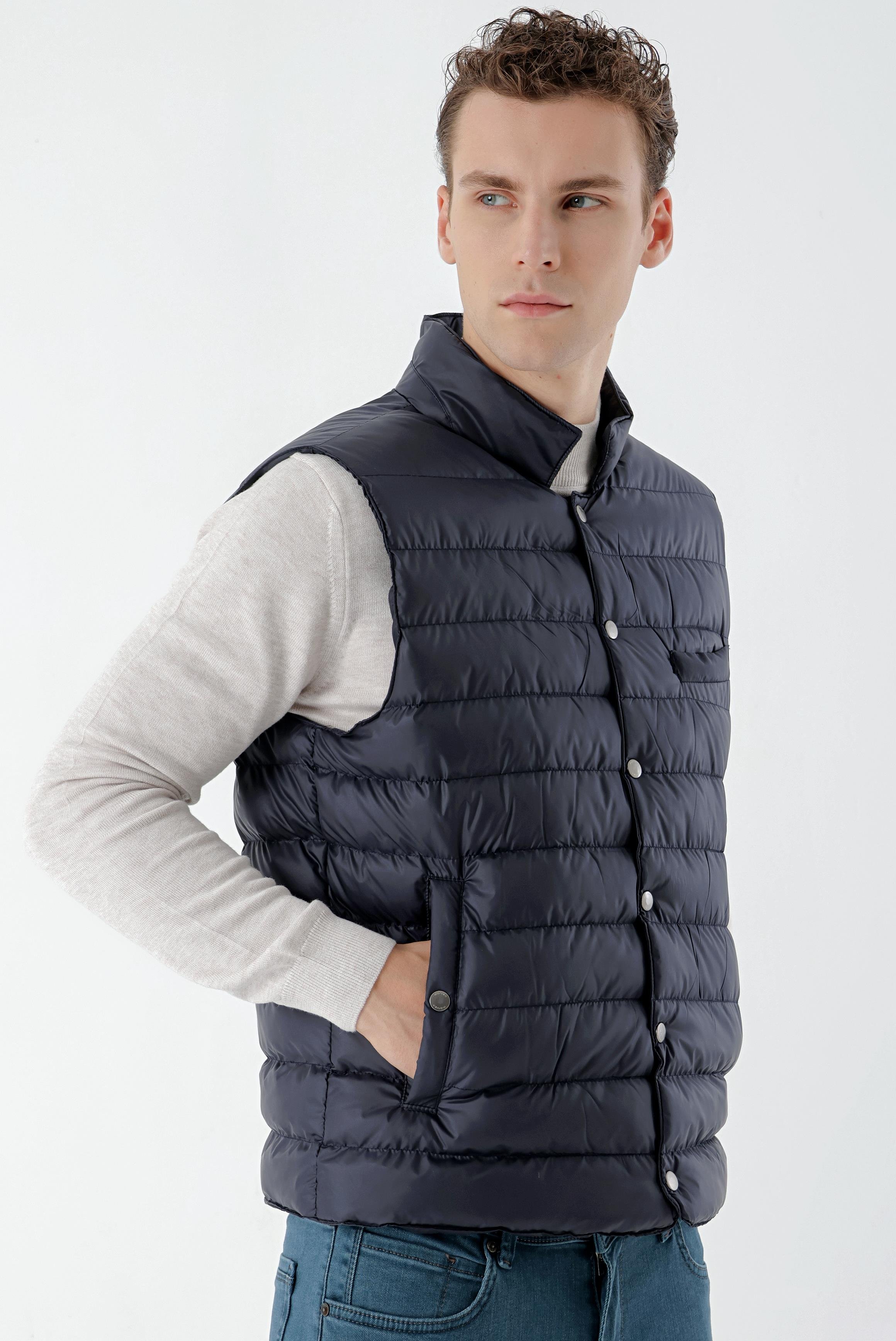 Morven Erkek Lacivert Polyester Çıtçıtlı Kapitone Yelek