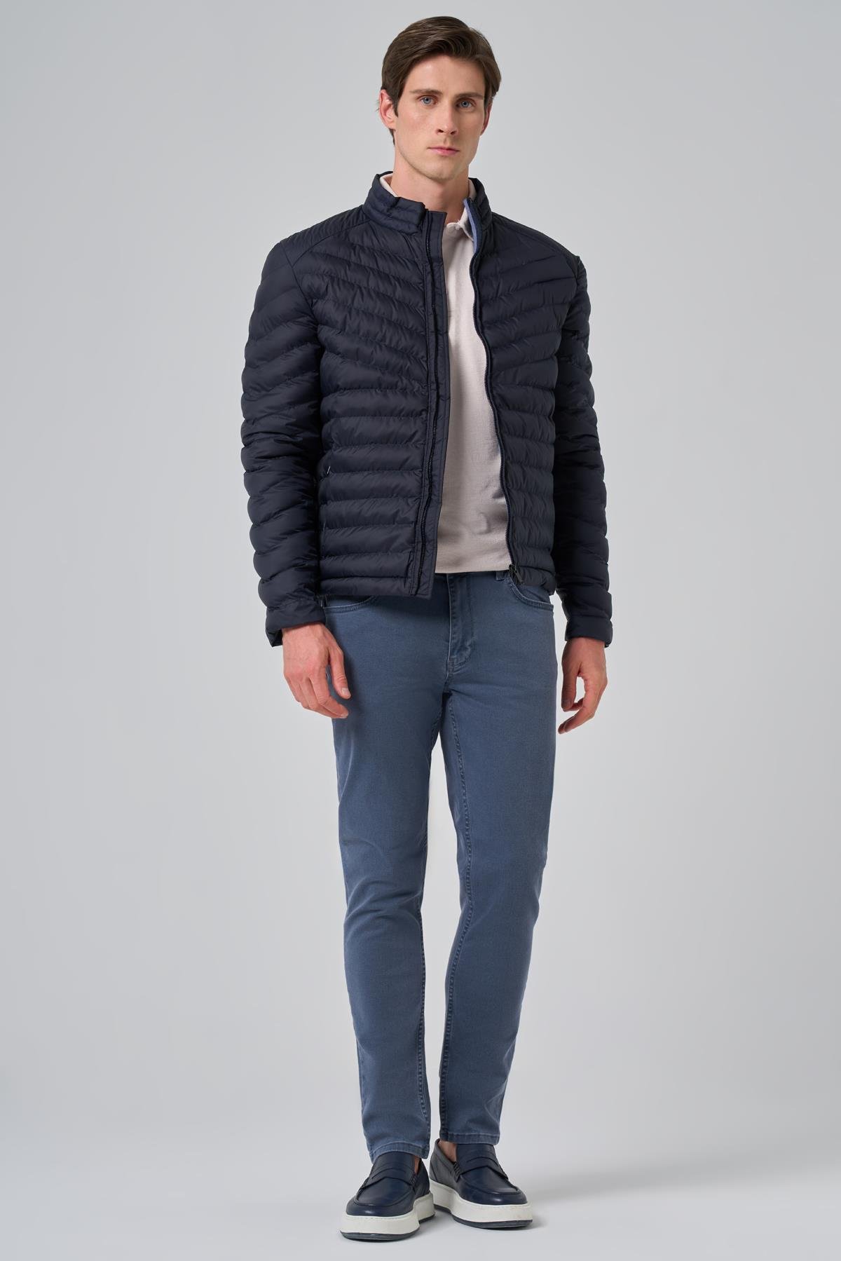 Morven Erkek Lacivert Polyester Kısa Kapitone Mont