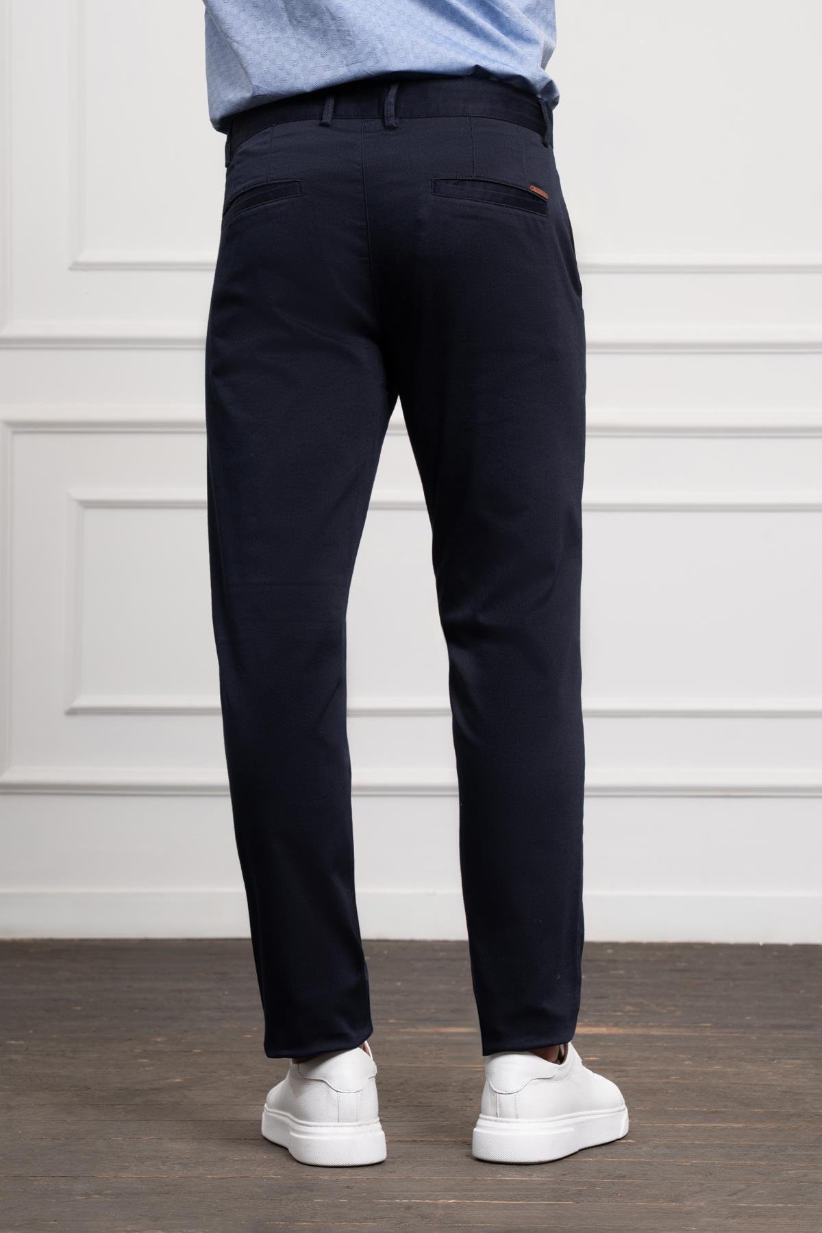 Morven Erkek Lacivert Slim Fit Dar Kesim Chino Pantolon