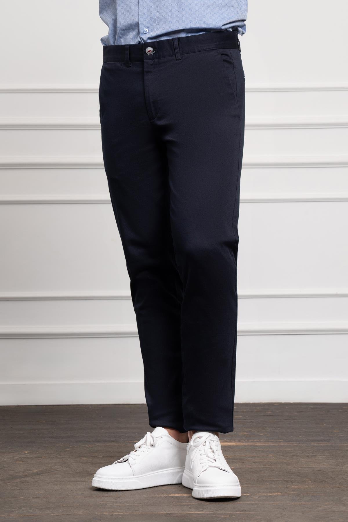 Morven Erkek Lacivert Slim Fit Dar Kesim Chino Pantolon