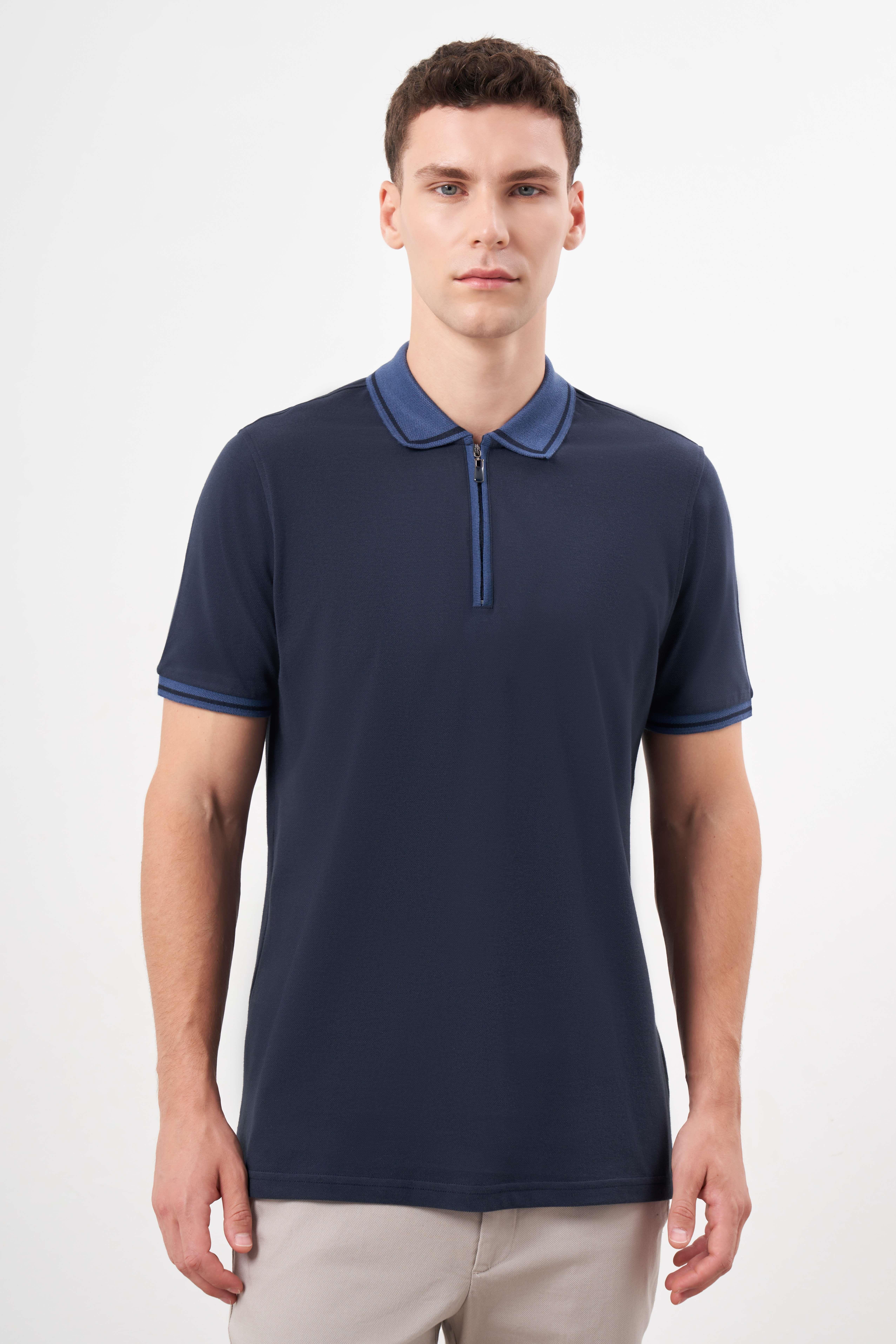Morven Erkek Lacivert Trend Polo Yaka Dynamic Fit T-Shirt