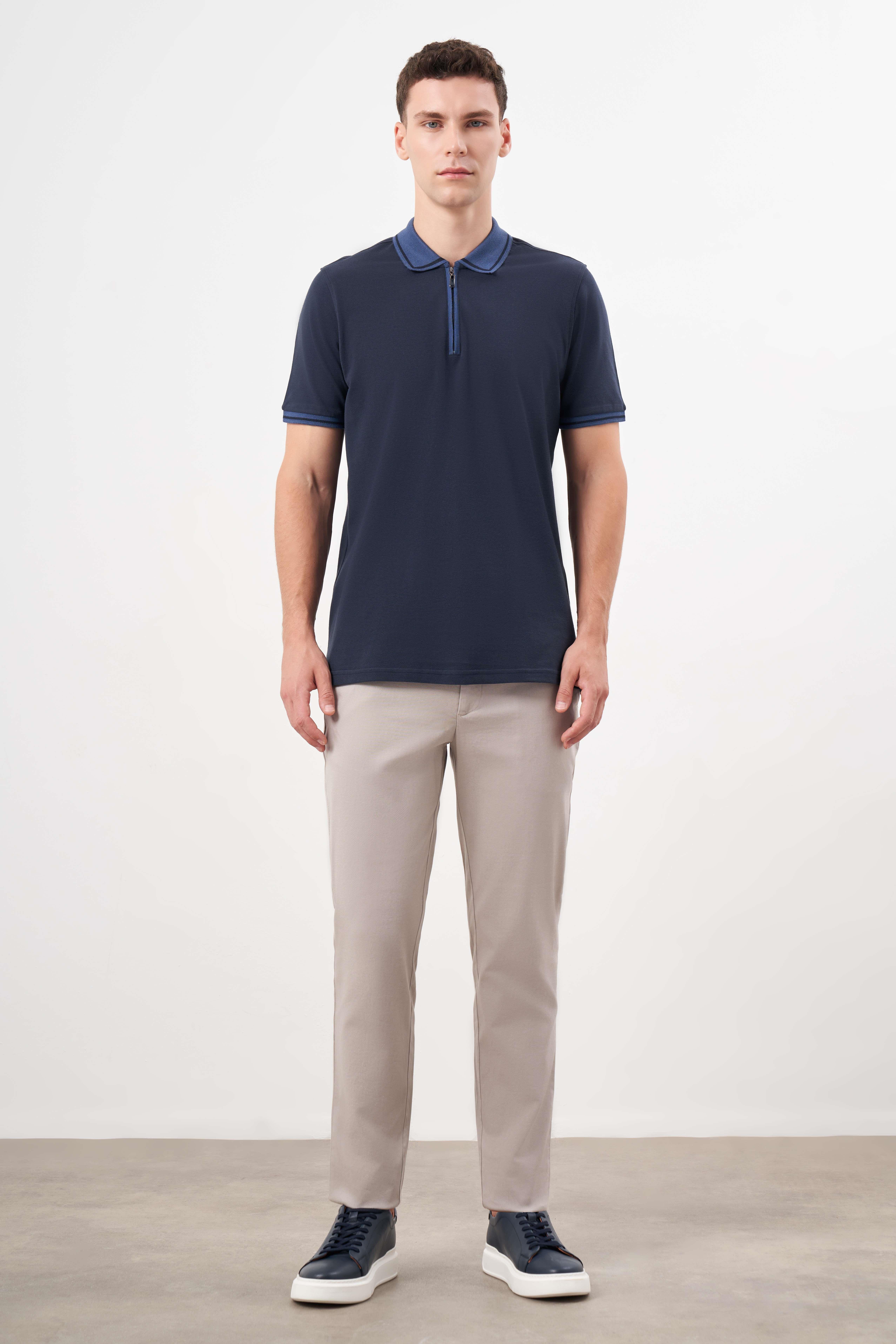 Morven Erkek Lacivert Trend Polo Yaka Dynamic Fit T-Shirt