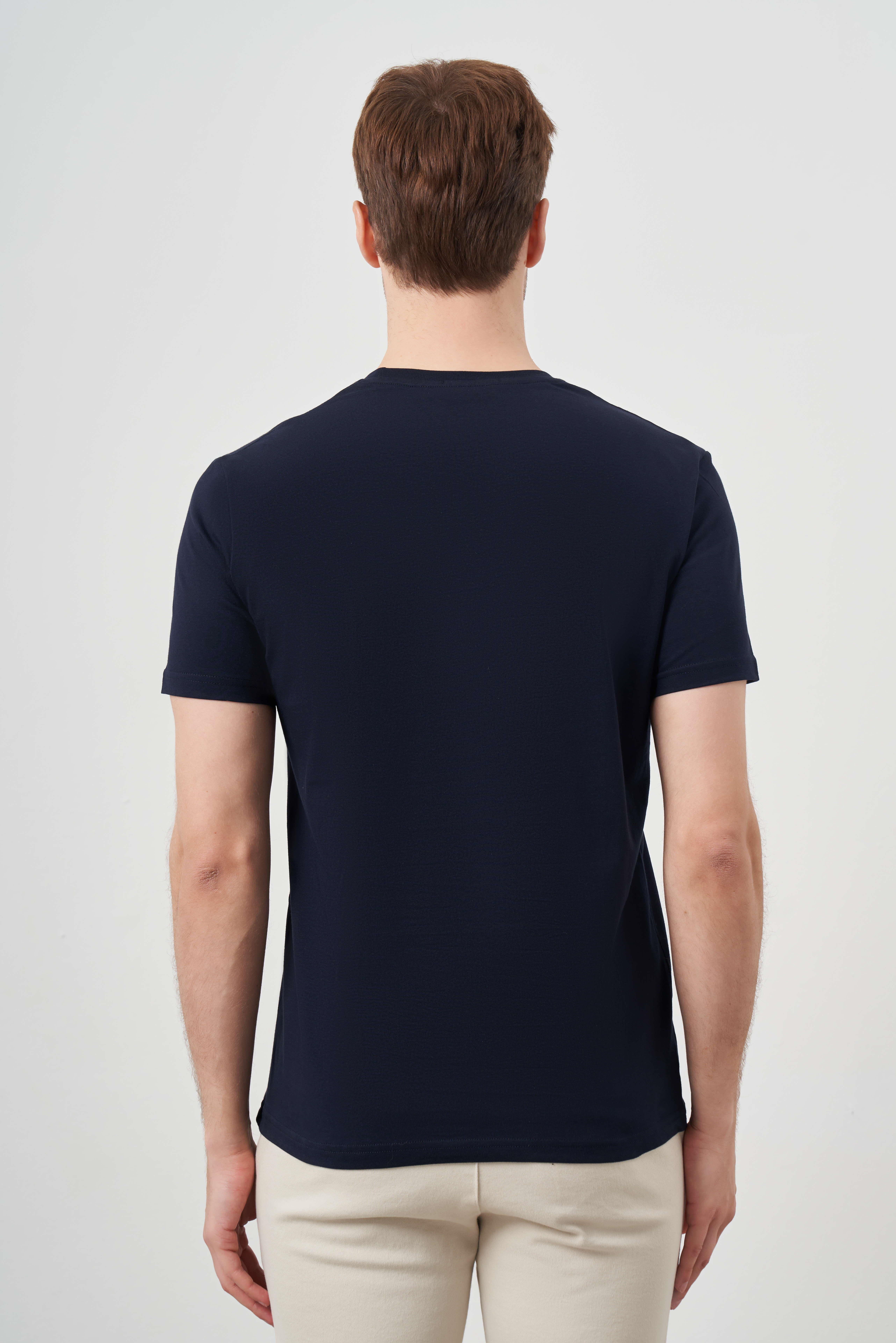 Morven Erkek Lacivert Trend Süprem Baskılı Bisiklet Yaka Dynamic Fit T-Shirt
