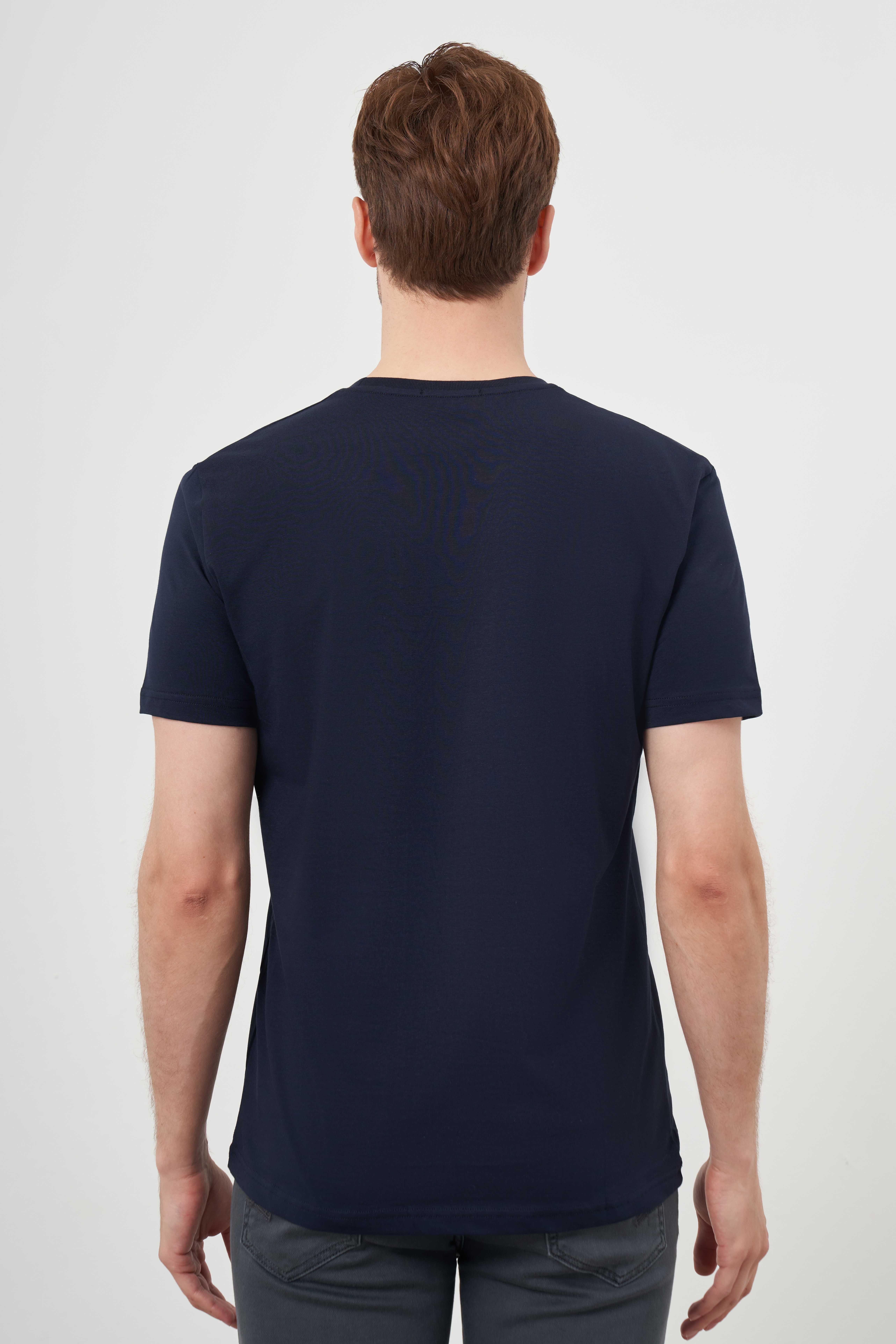Morven Erkek Lacivert Trend Süprem Baskılı Bisiklet Yaka Dynamic Fit T-Shirt