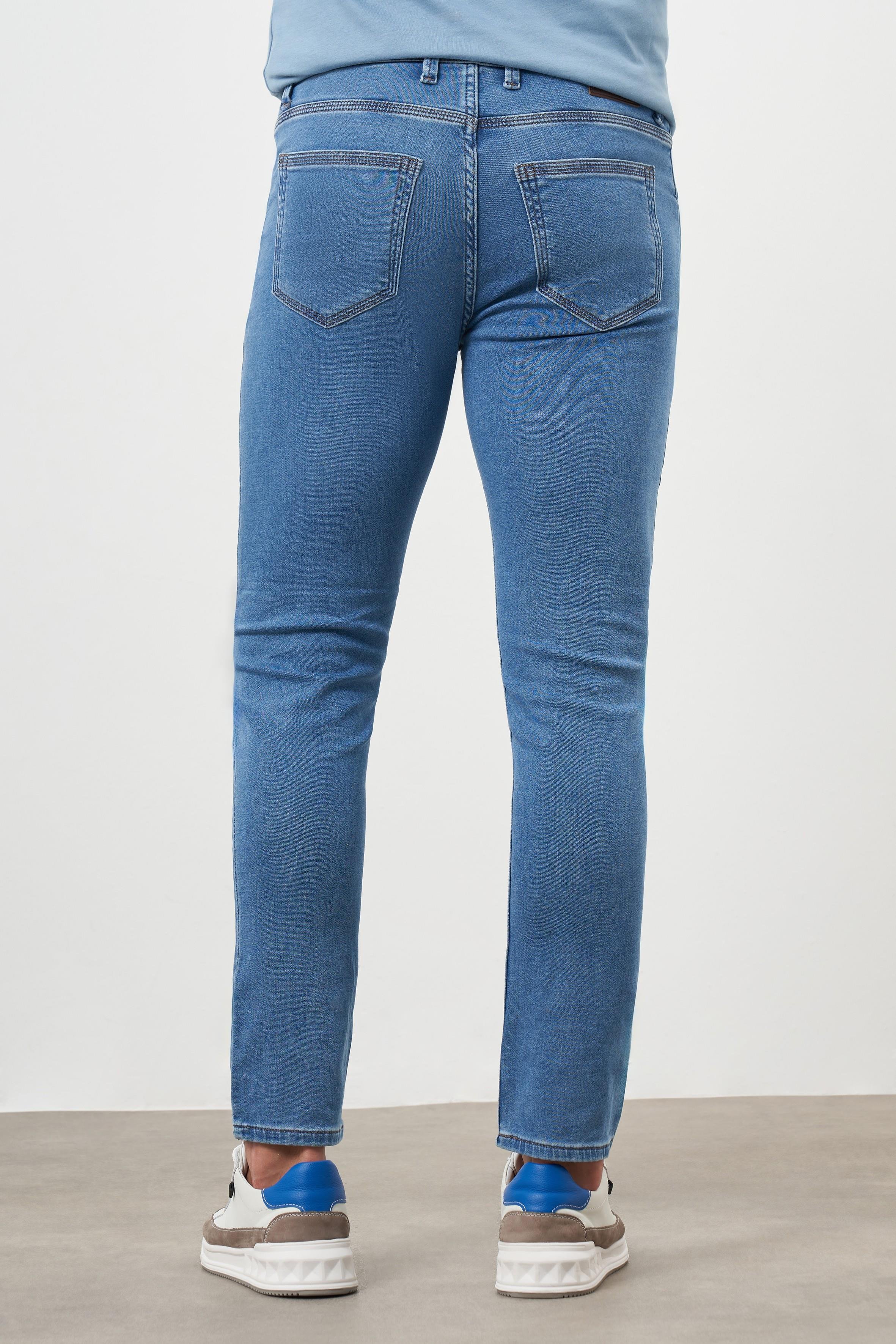 Morven Erkek Mavi Denim 5 Cep Slim Fit Jean Kot Pantolon
