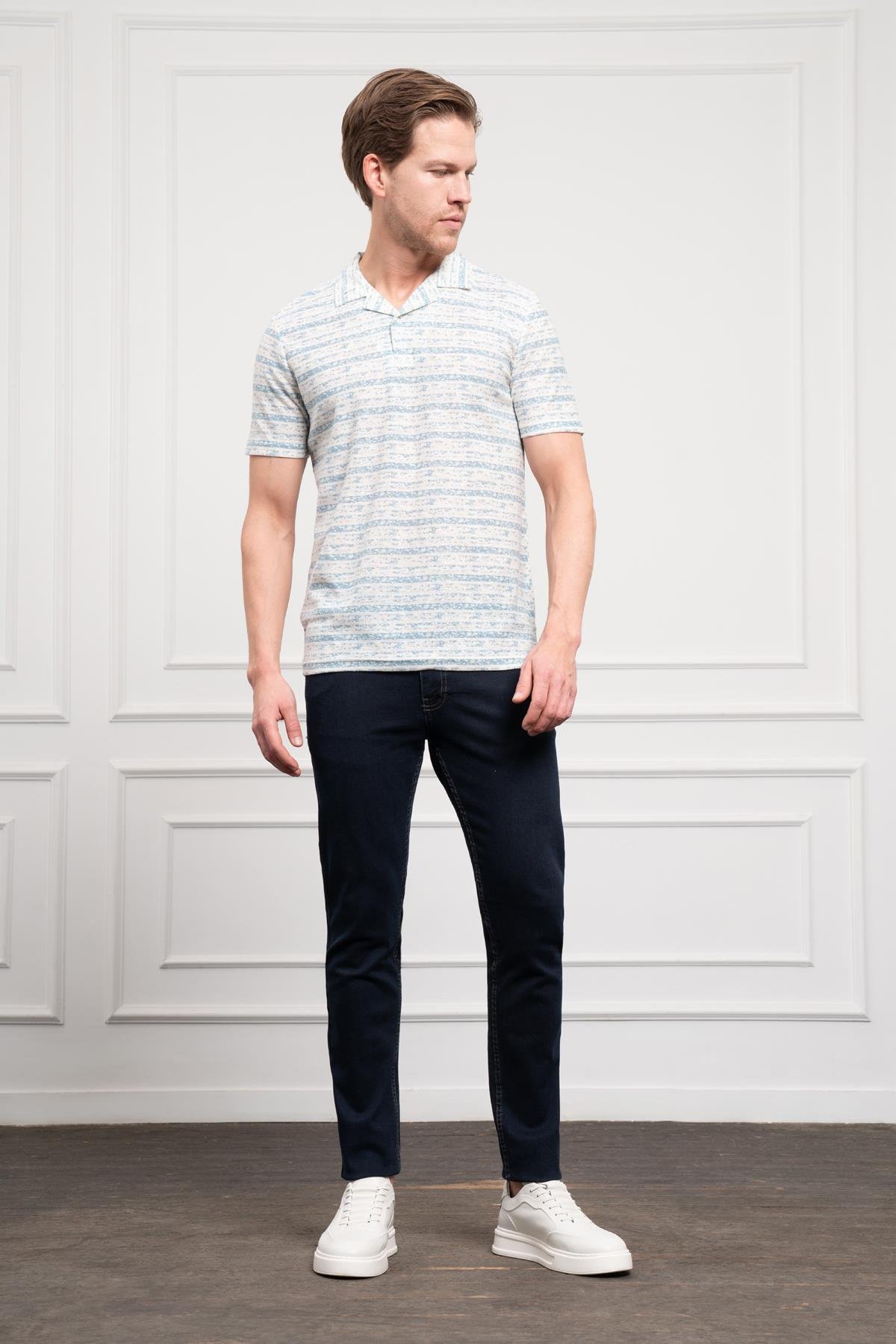 Morven Erkek Mavi Trend Dynamic Fit Rahat Kesim Polo Yaka T-Shirt