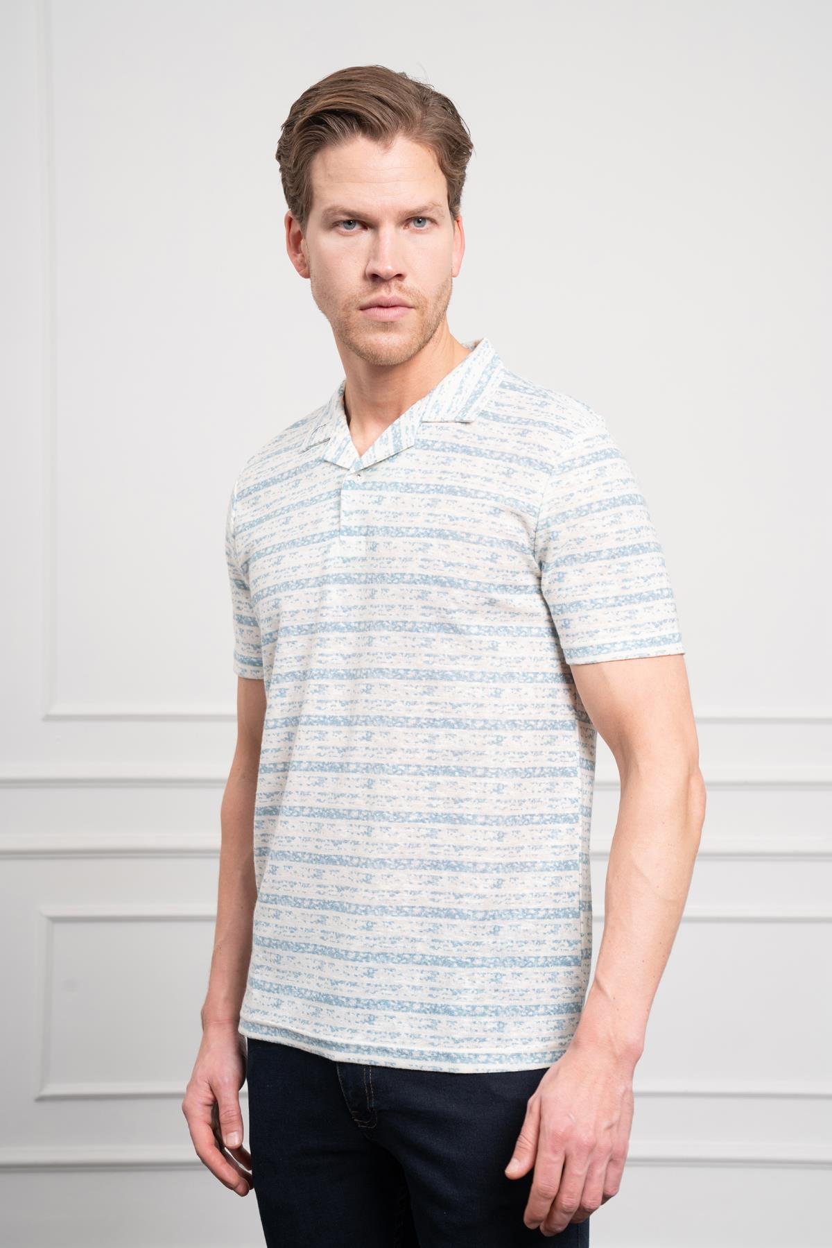 Morven Erkek Mavi Trend Dynamic Fit Rahat Kesim Polo Yaka T-Shirt