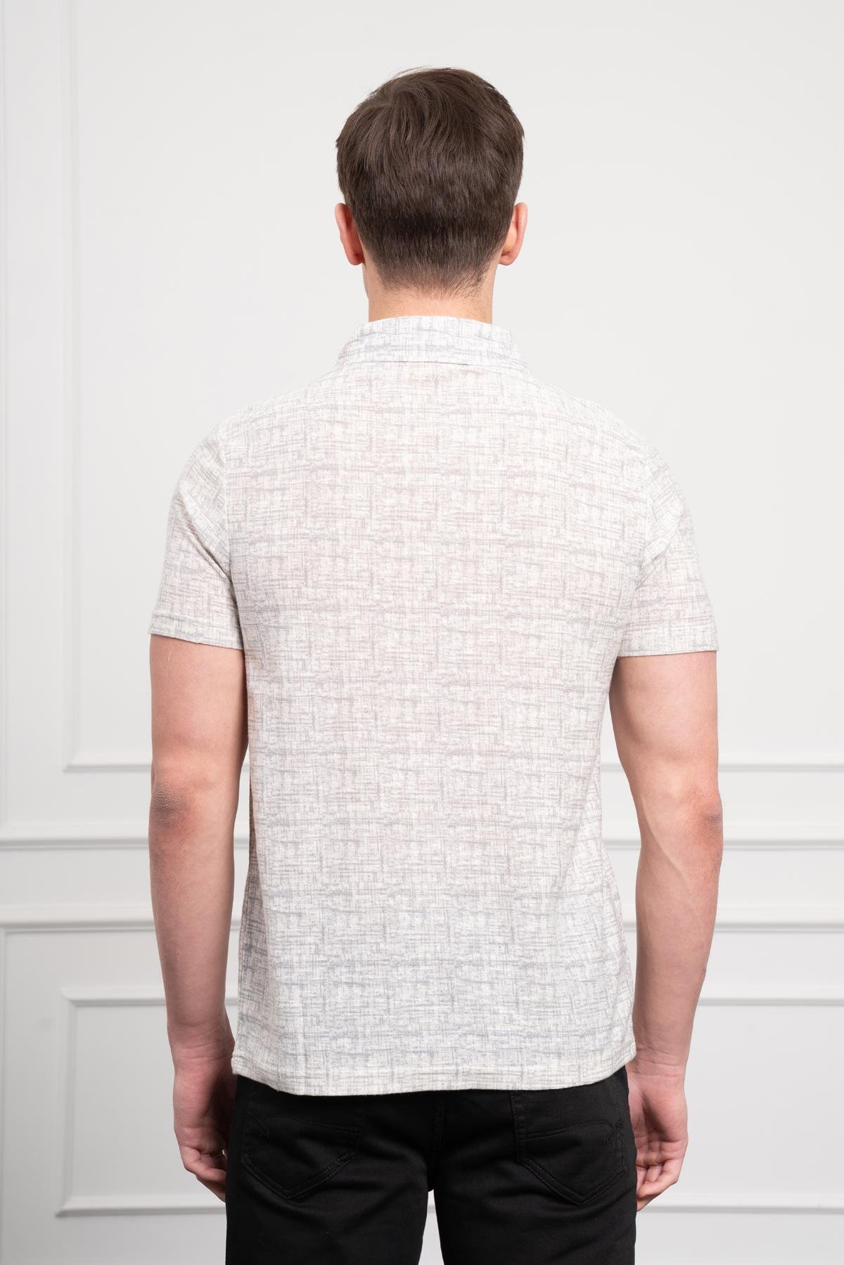 Morven Erkek Nefti Trend Polo Yaka Desenli Dynamic Fit Rahat Kesim T-Shirt