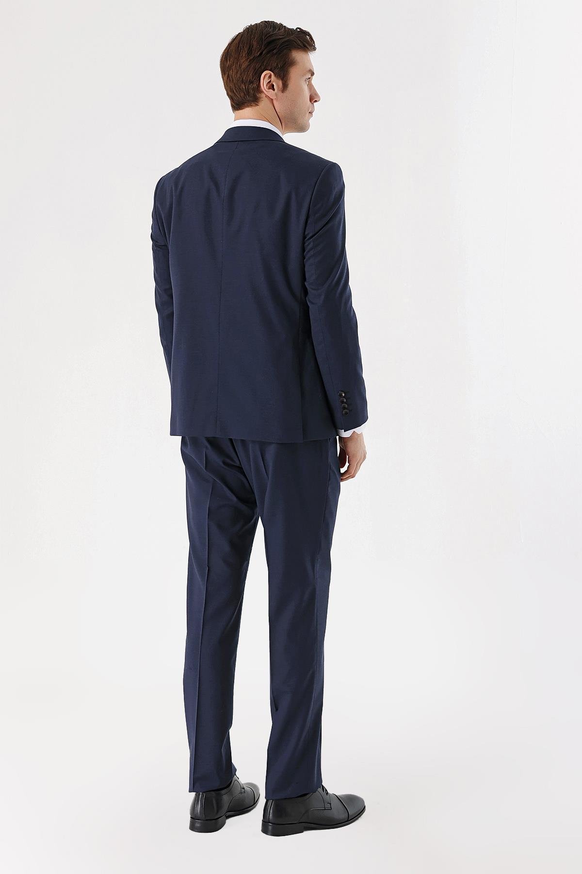Morven Erkek Parlement Yünlü Düz Desen 4 Drop Slim  Fit Takım Elbise