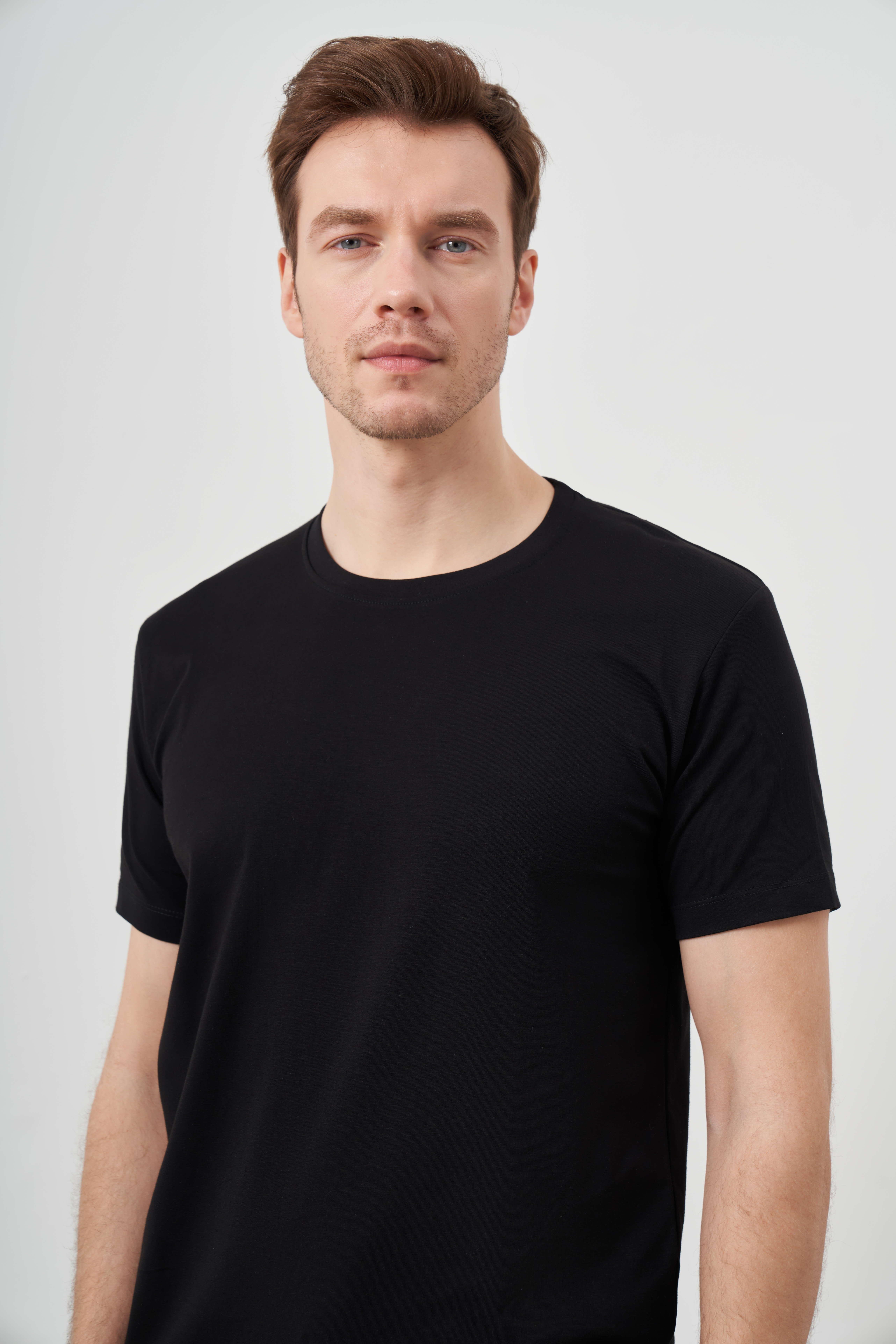 Morven Erkek Siyah Basic Bisiklet Yaka Dynamic Fit T-Shirt