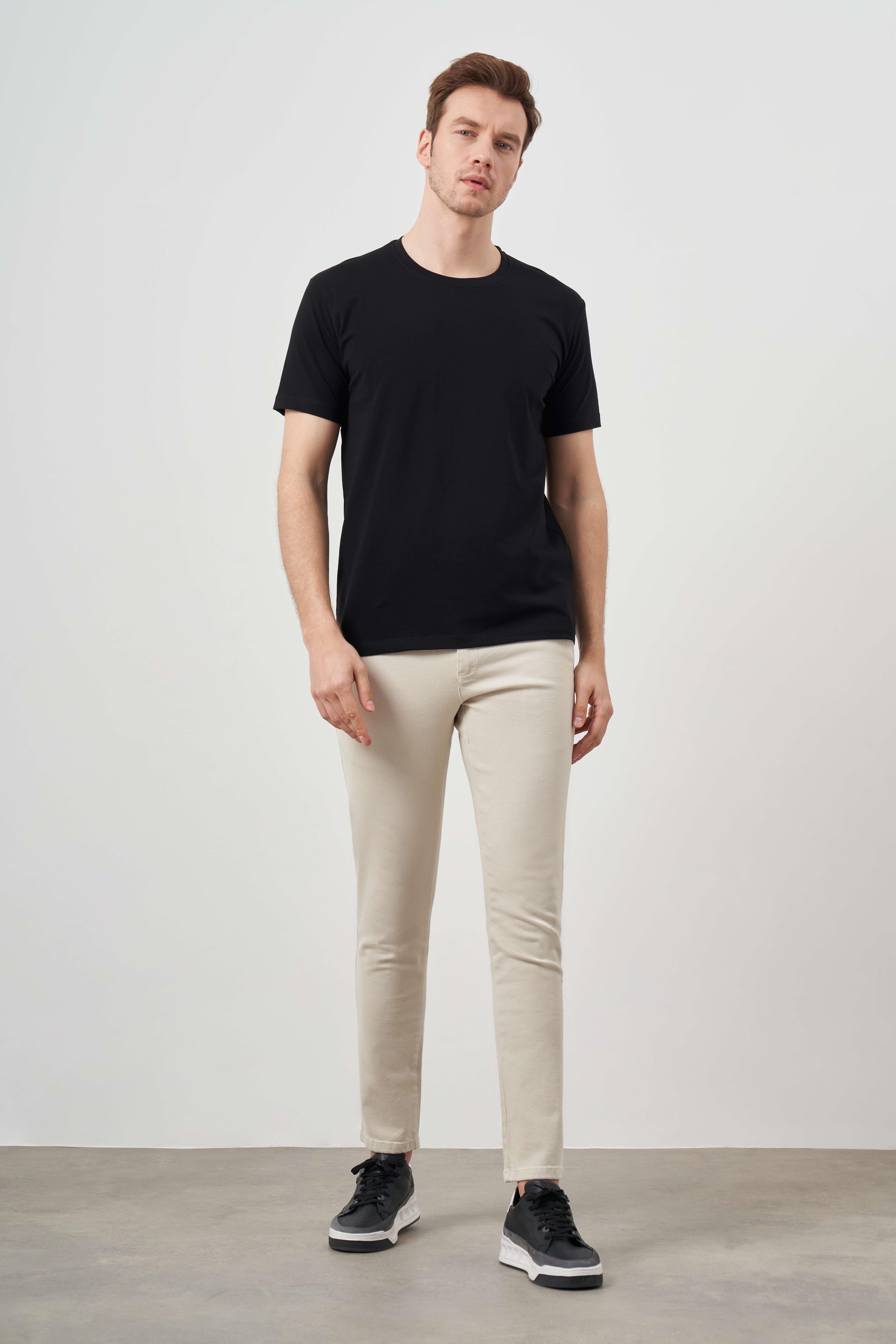 Morven Erkek Siyah Basic Bisiklet Yaka Dynamic Fit T-Shirt