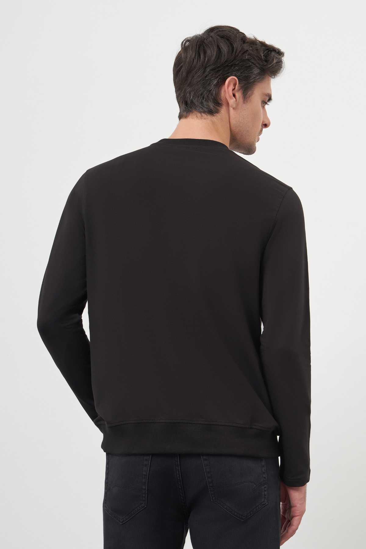 Morven Erkek Siyah Basic Dynamic Fit Bisiklet Yaka Sweet Shirt