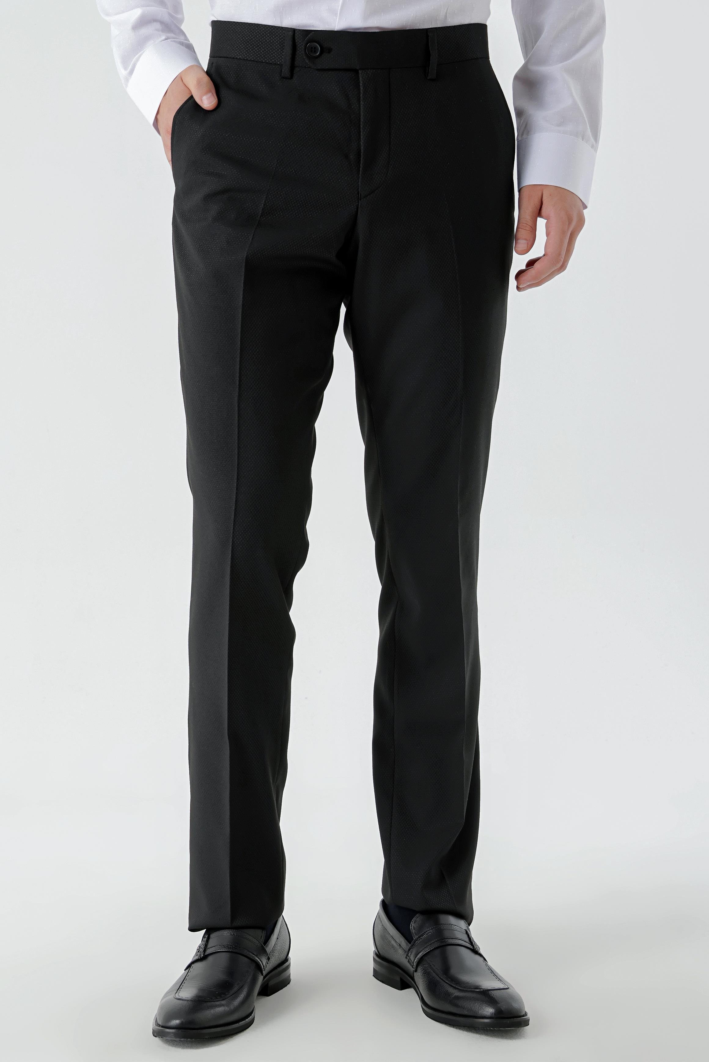 Morven Erkek Siyah Basic Santos Jakar Desen Slim Fit Classic Pantolon