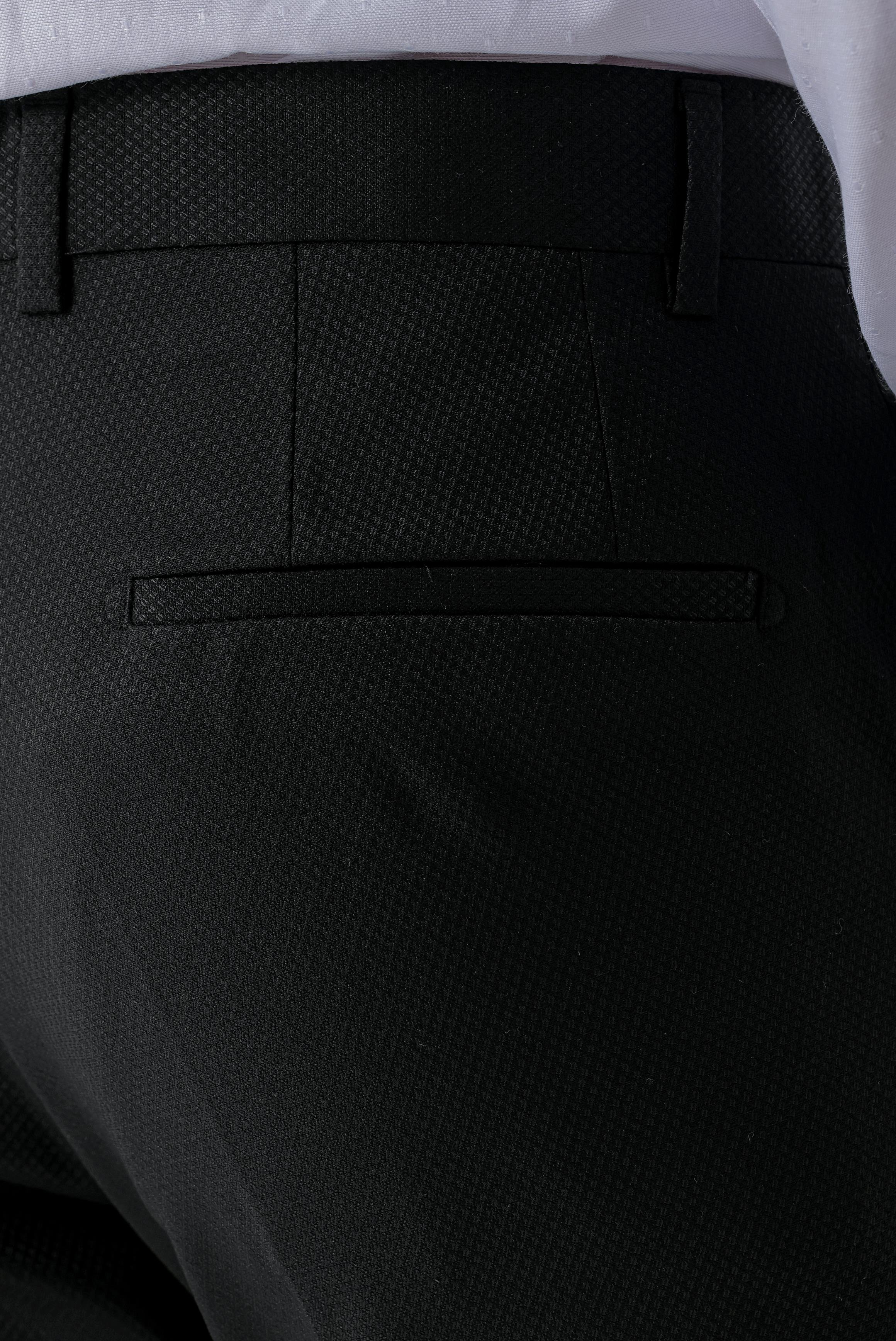 Morven Erkek Siyah Basic Santos Jakar Desen Slim Fit Classic Pantolon