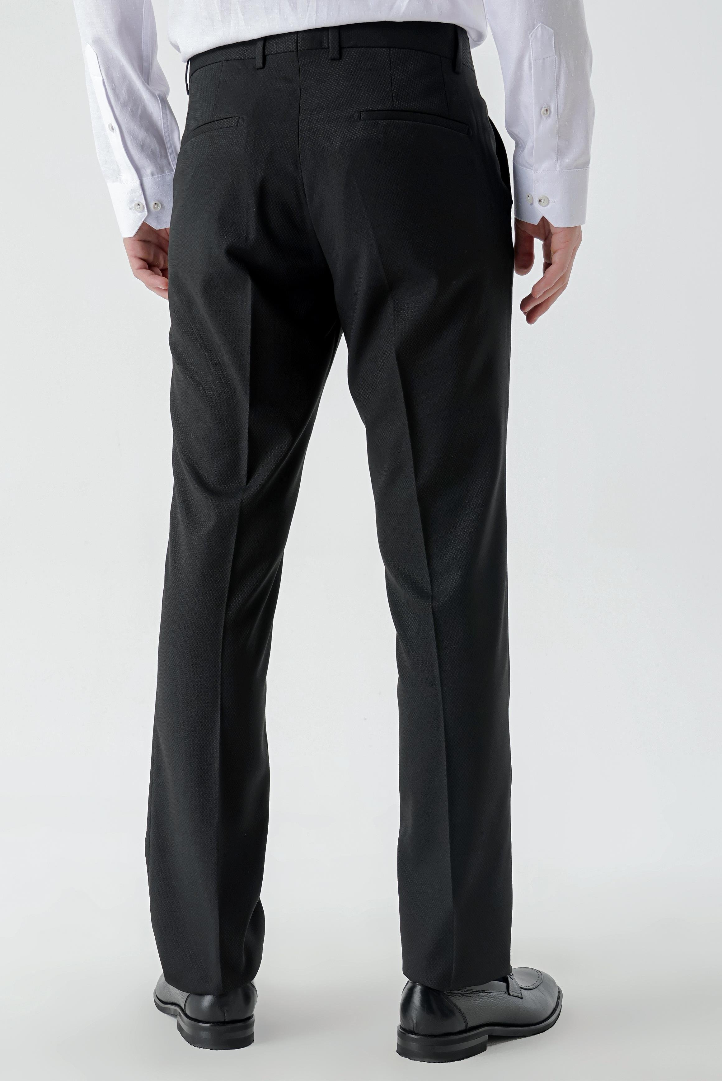 Morven Erkek Siyah Basic Santos Jakar Desen Slim Fit Classic Pantolon