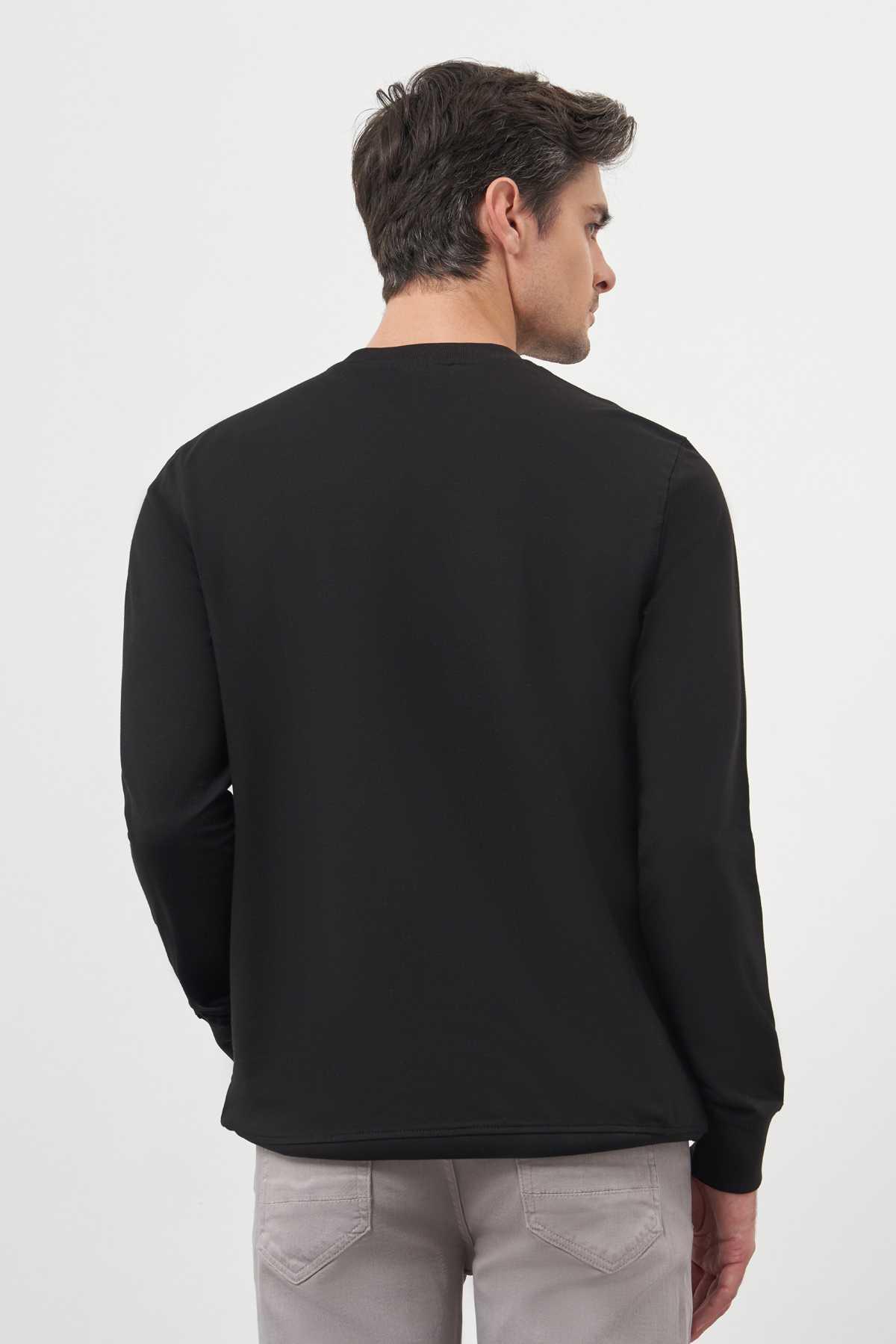 Morven Erkek Siyah Bisiklet Yaka Dynamic Fit Rahat Kesim Sweatshirt