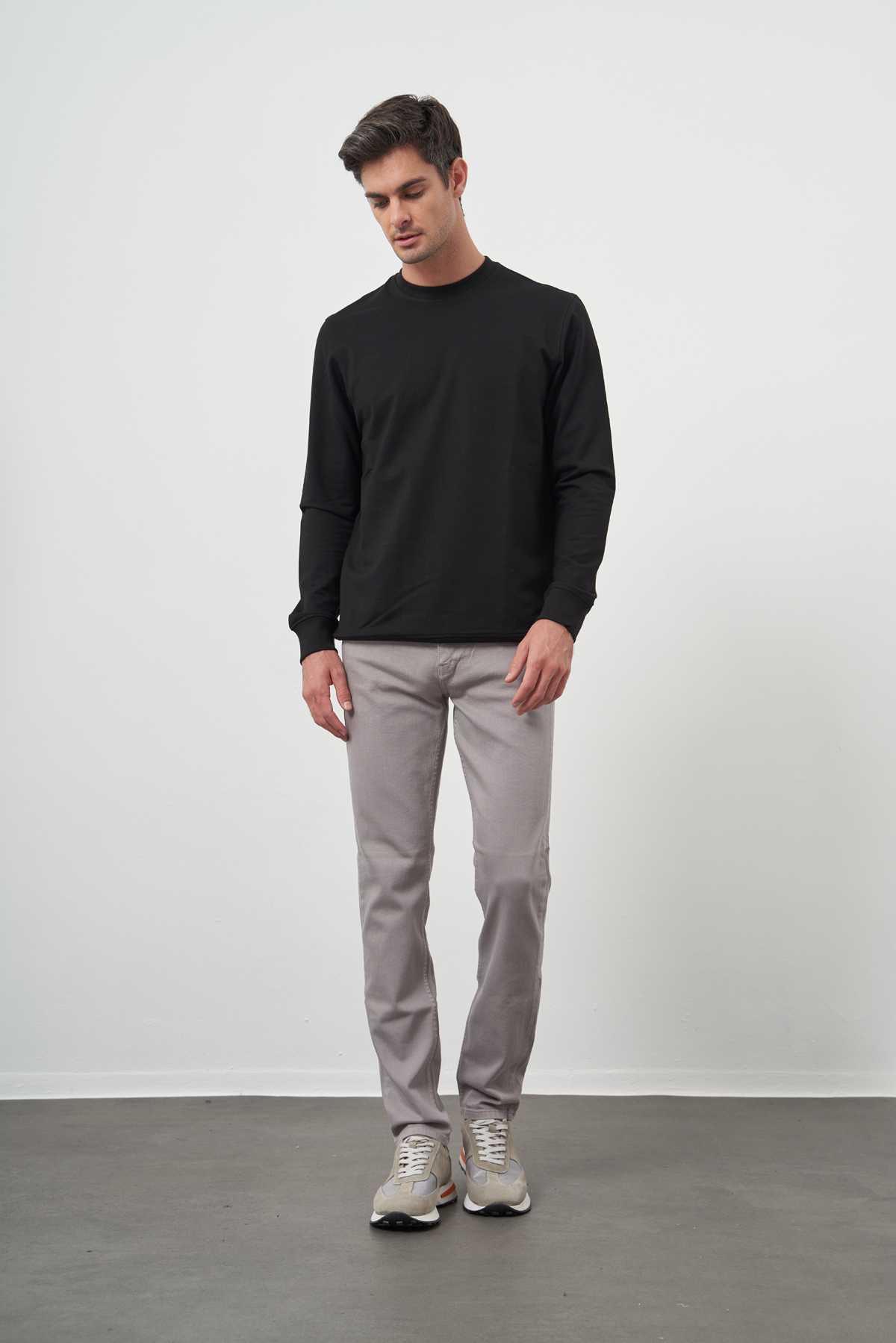 Morven Erkek Siyah Bisiklet Yaka Dynamic Fit Rahat Kesim Sweatshirt
