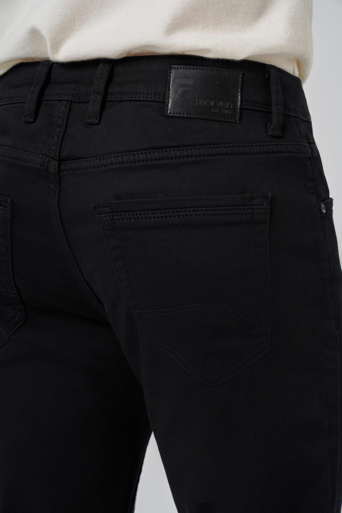 Morven Erkek Siyah Denim 5 Cep Dynamic Fit Jean Kot Pantolon
