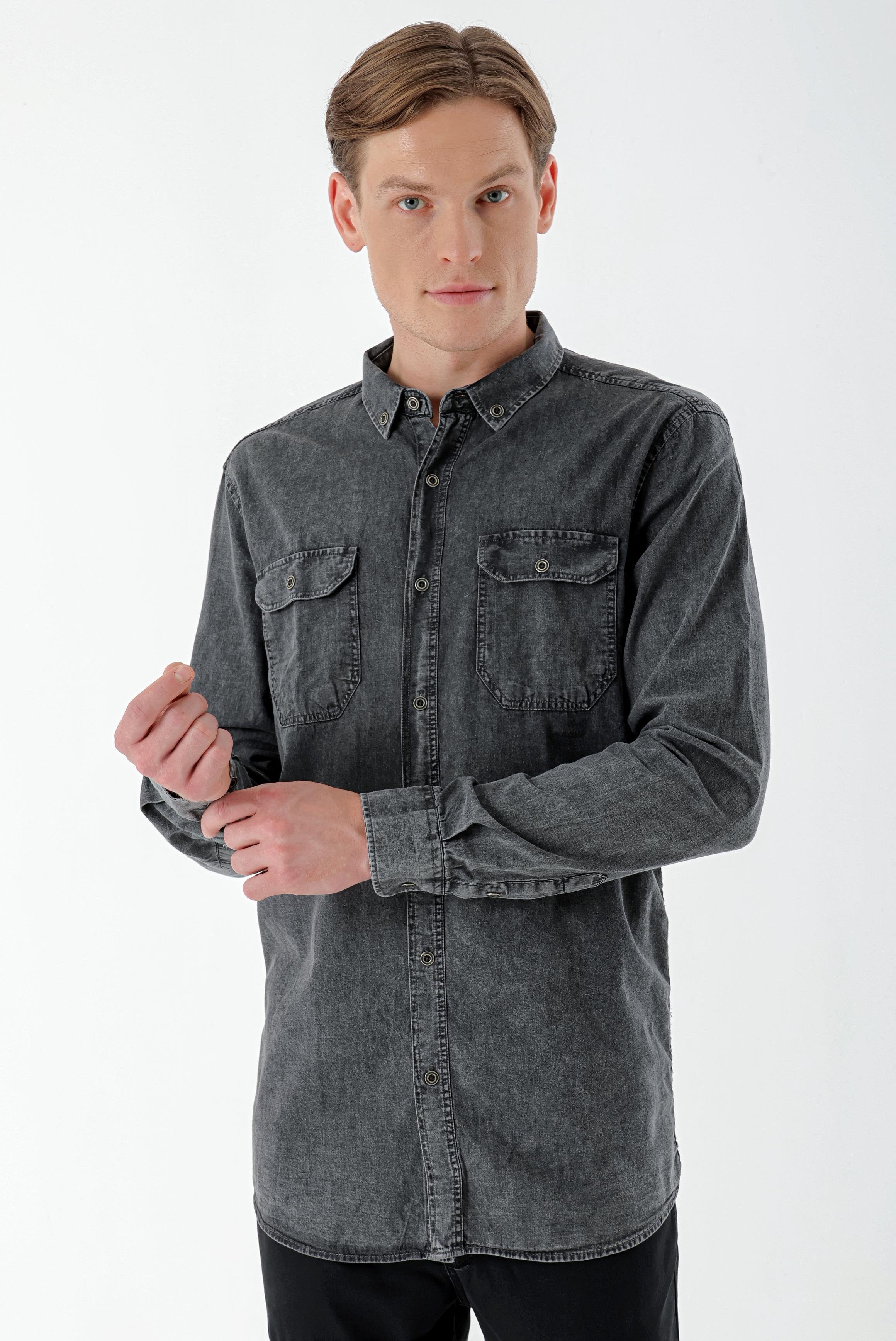 Morven Erkek Siyah Denim Oversize Gömlek