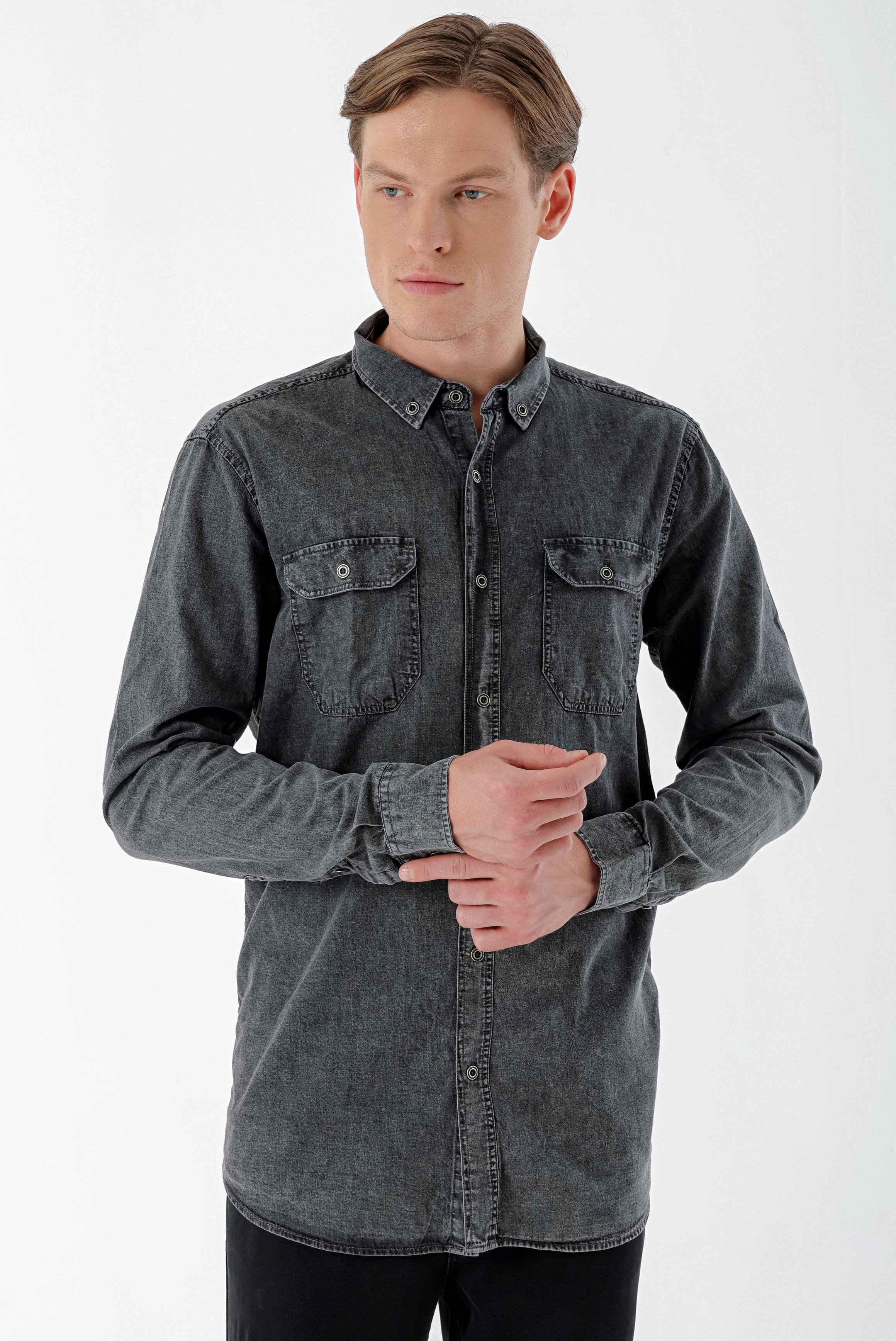 Morven Erkek Siyah Denim Oversize Gömlek