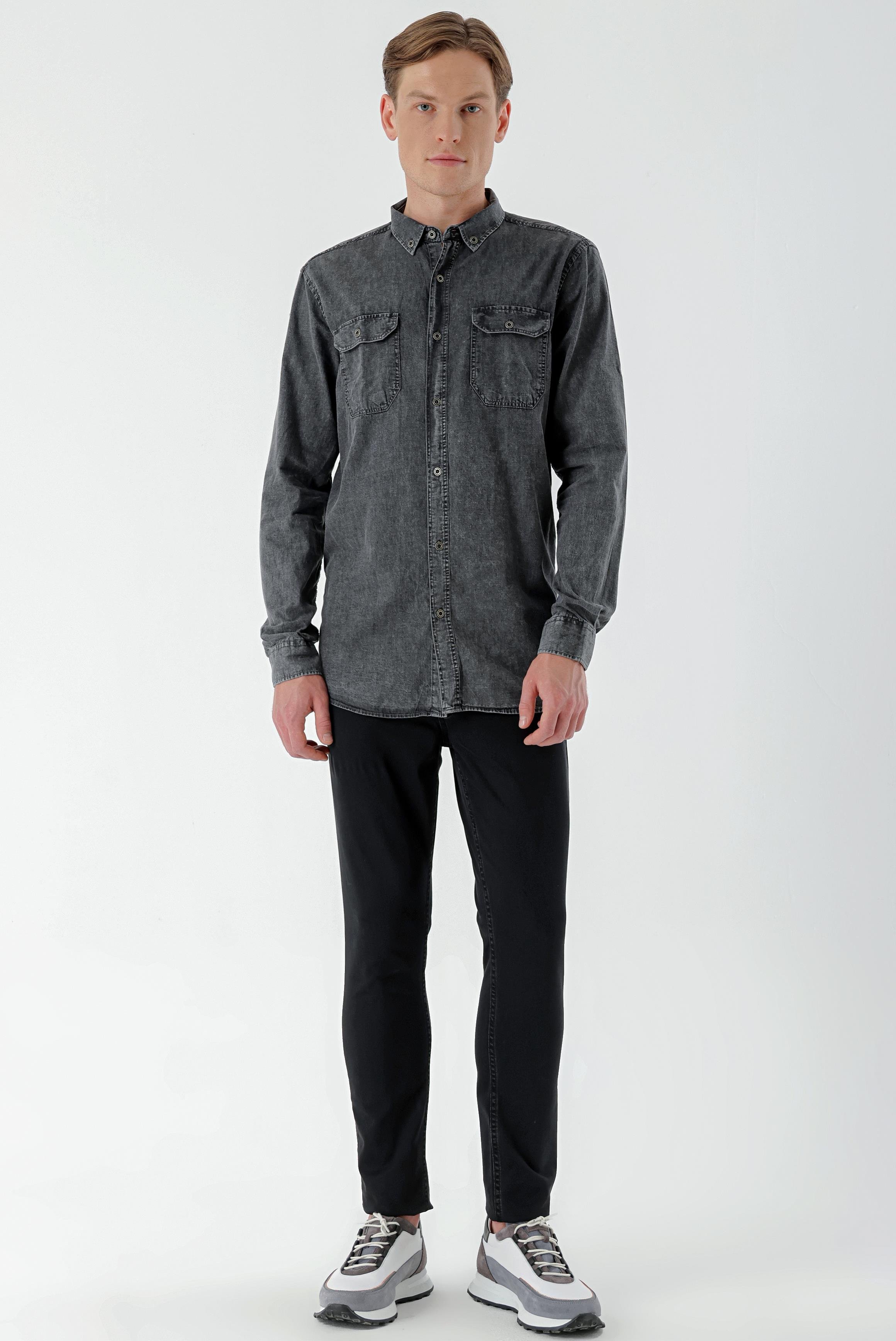 Morven Erkek Siyah Denim Oversize Gömlek
