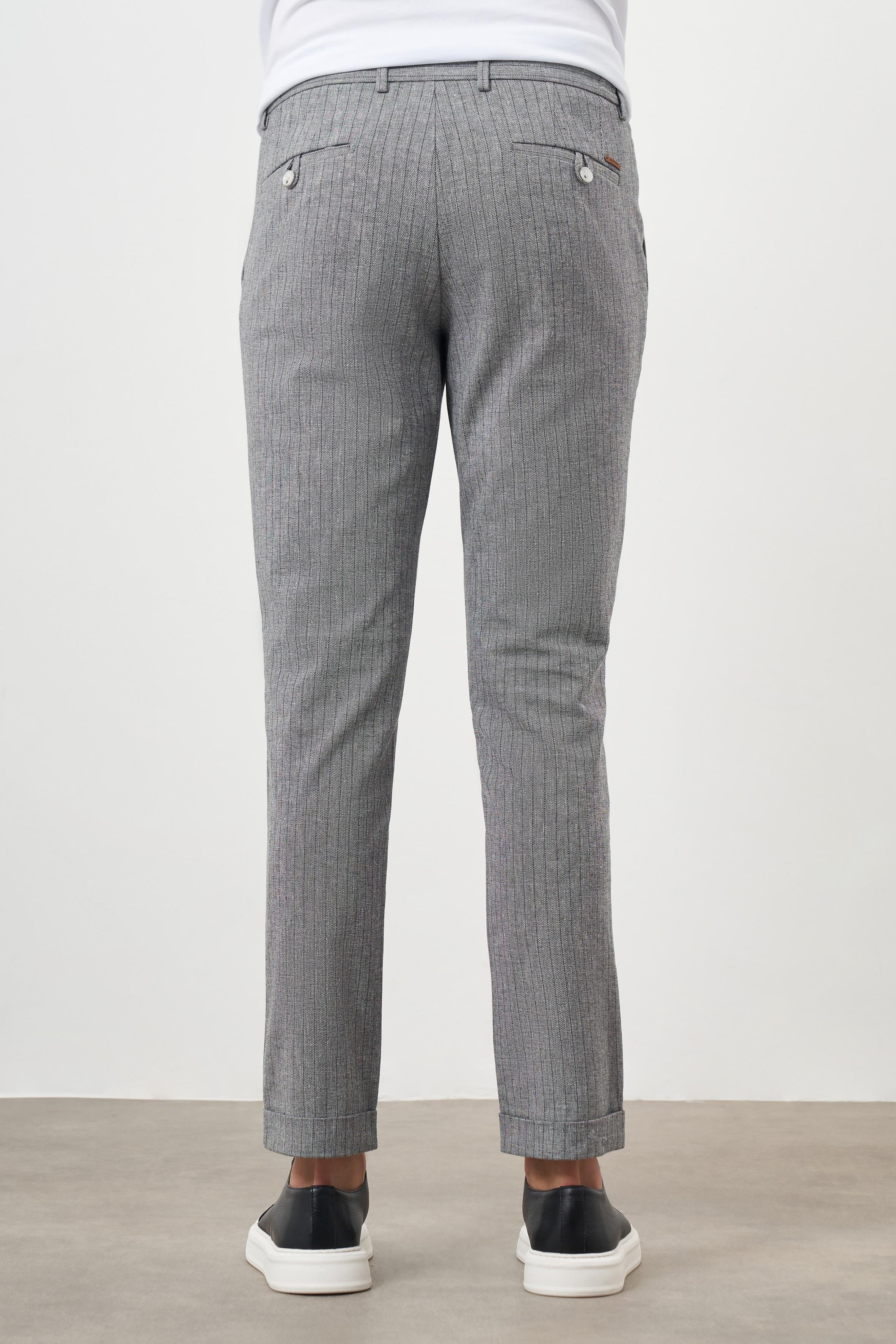 Morven Erkek Siyah Pamuk Keten Trend İpli Jogger Slim Fit Spor Pantolon
