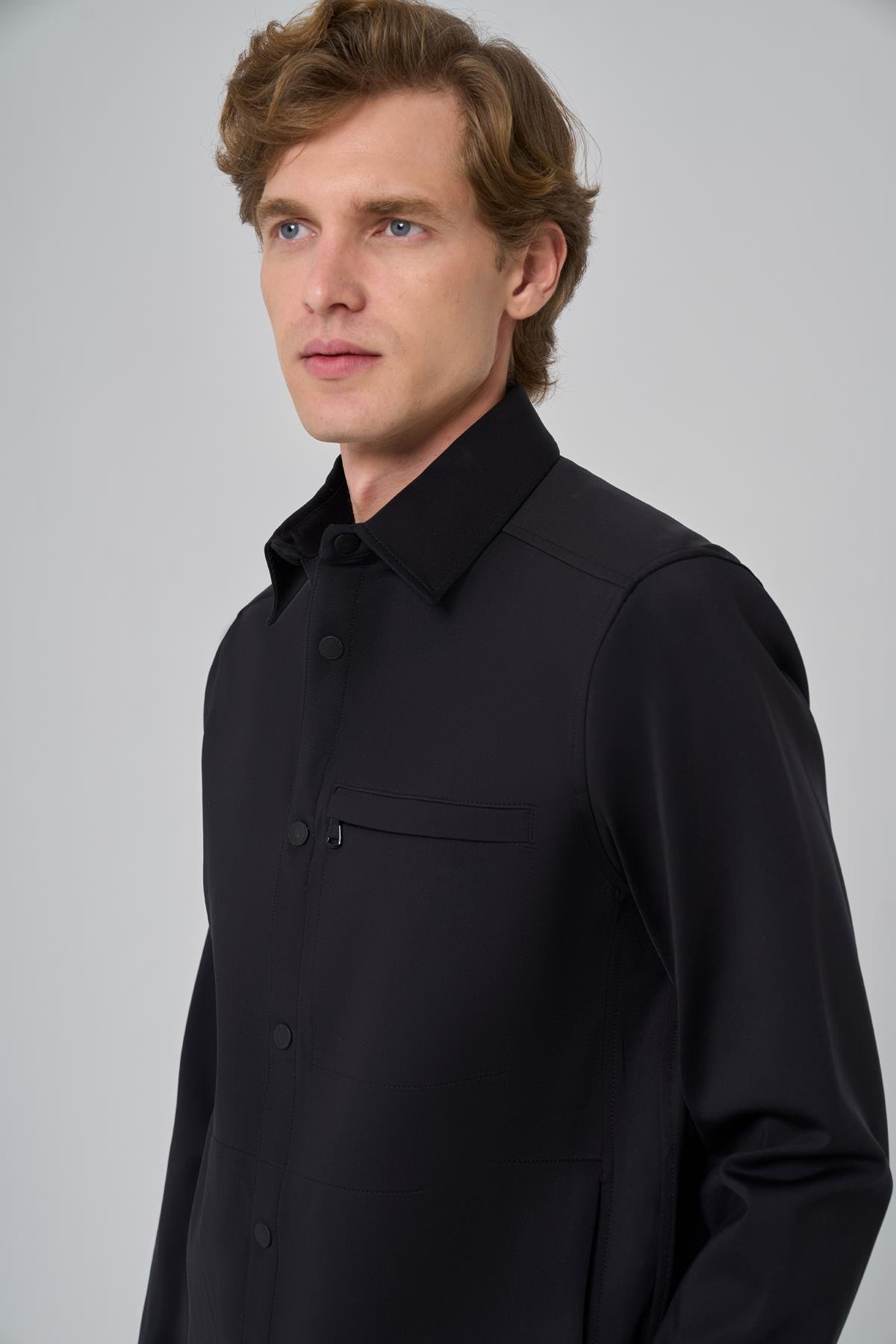 Morven Erkek Siyah Polyamide Çıtçıtlı Worker Ceket