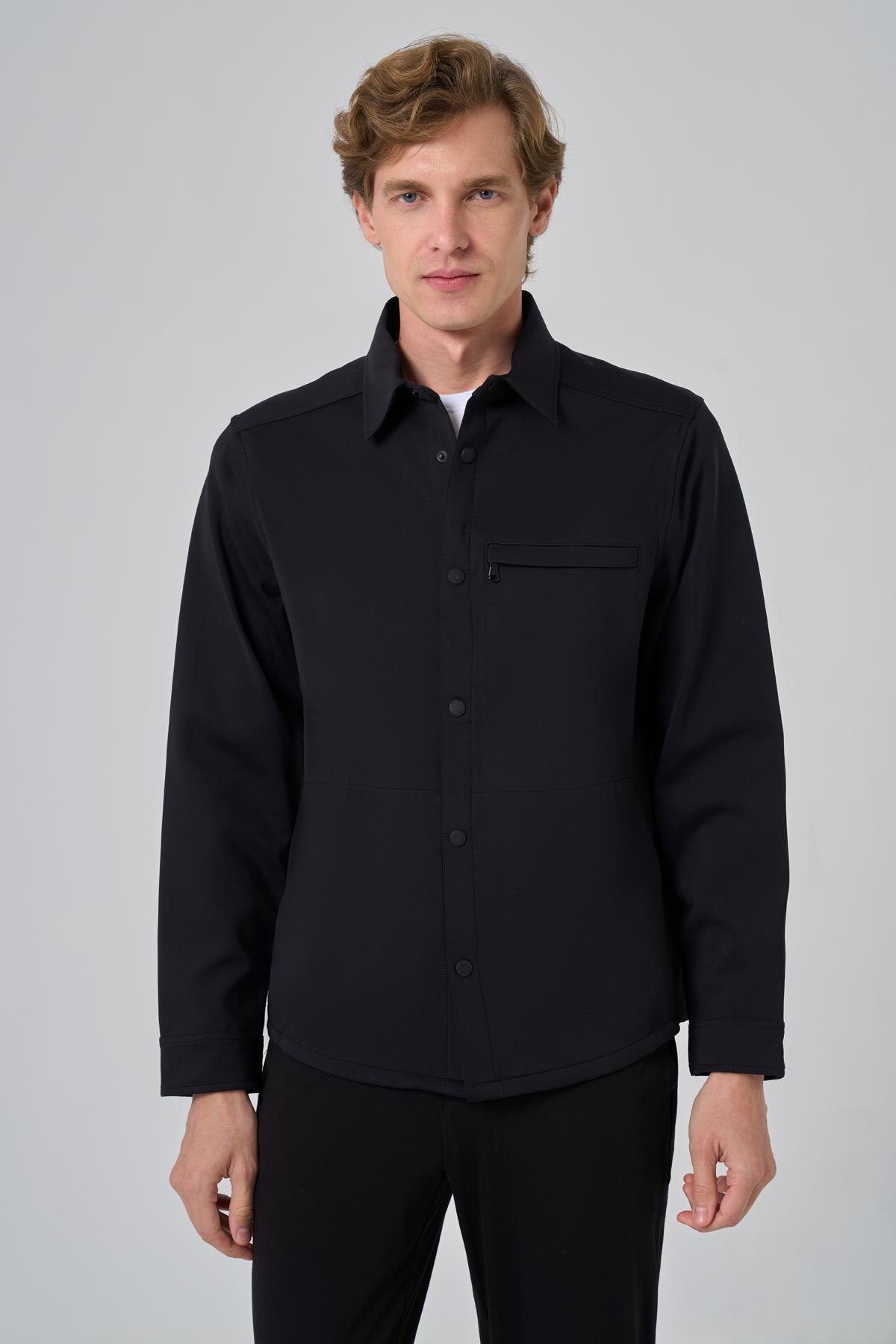 Morven Erkek Siyah Polyamide Çıtçıtlı Worker Ceket