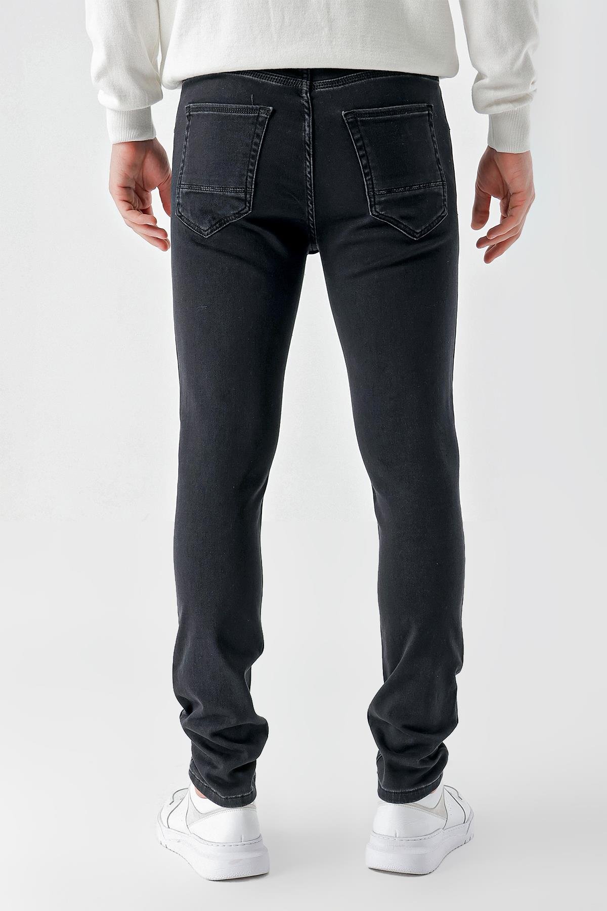 Morven Erkek Siyah Samara Denim Slim Fit Jean Kot Pantolon