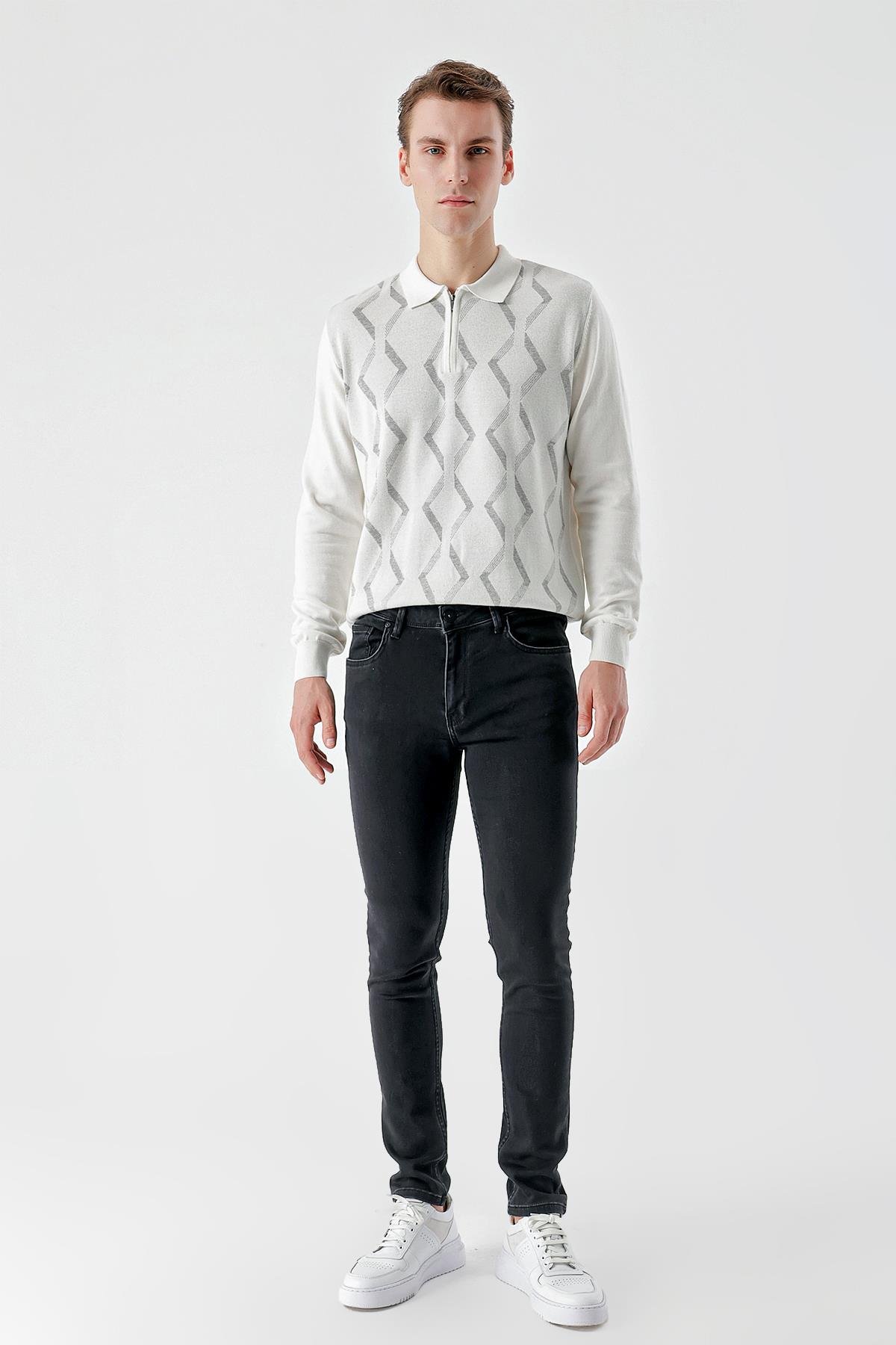 Morven Erkek Siyah Samara Denim Slim Fit Jean Kot Pantolon