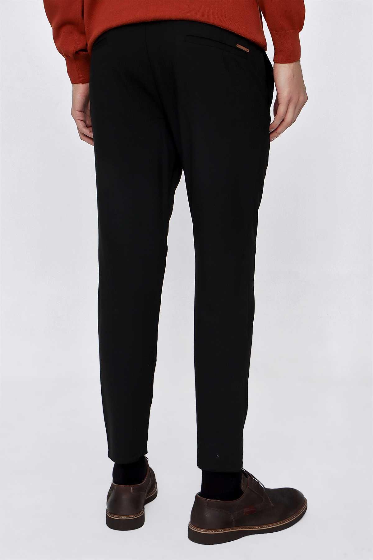 Morven Erkek Siyah Slim Fit Lastikli Spor Pantolon