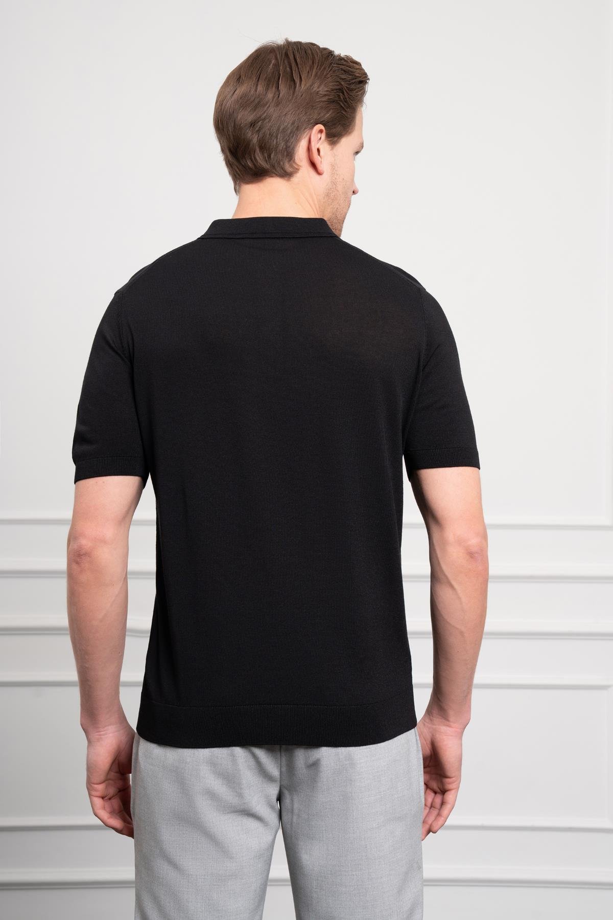 Morven Erkek Siyah Trend  Polo Yaka  Dinamik Fit Rahat Kesim T-Shirt