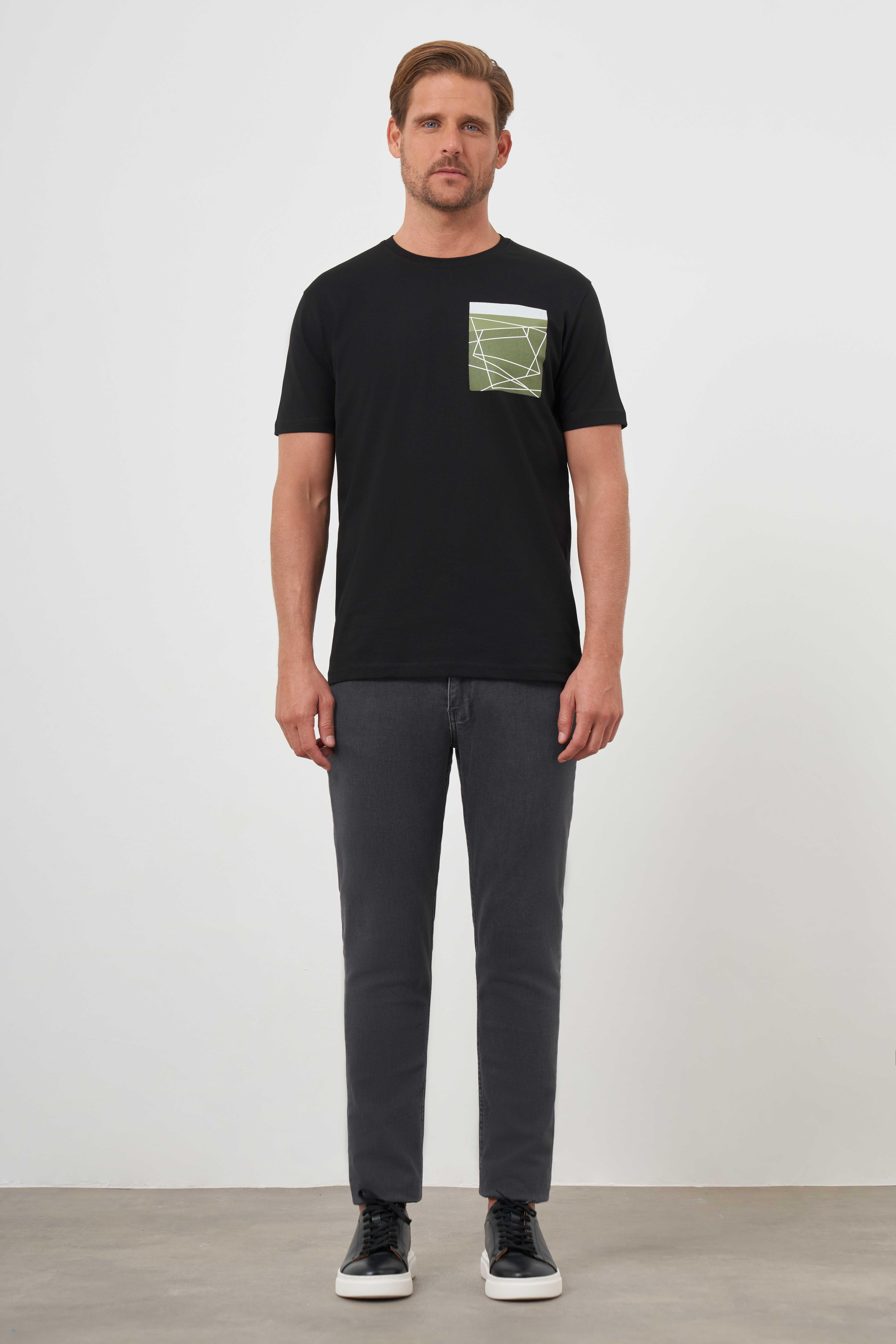 Morven Erkek Siyah Trend Süprem Baskılı Bisiklet Yaka Dynamic Fit T-Shirt