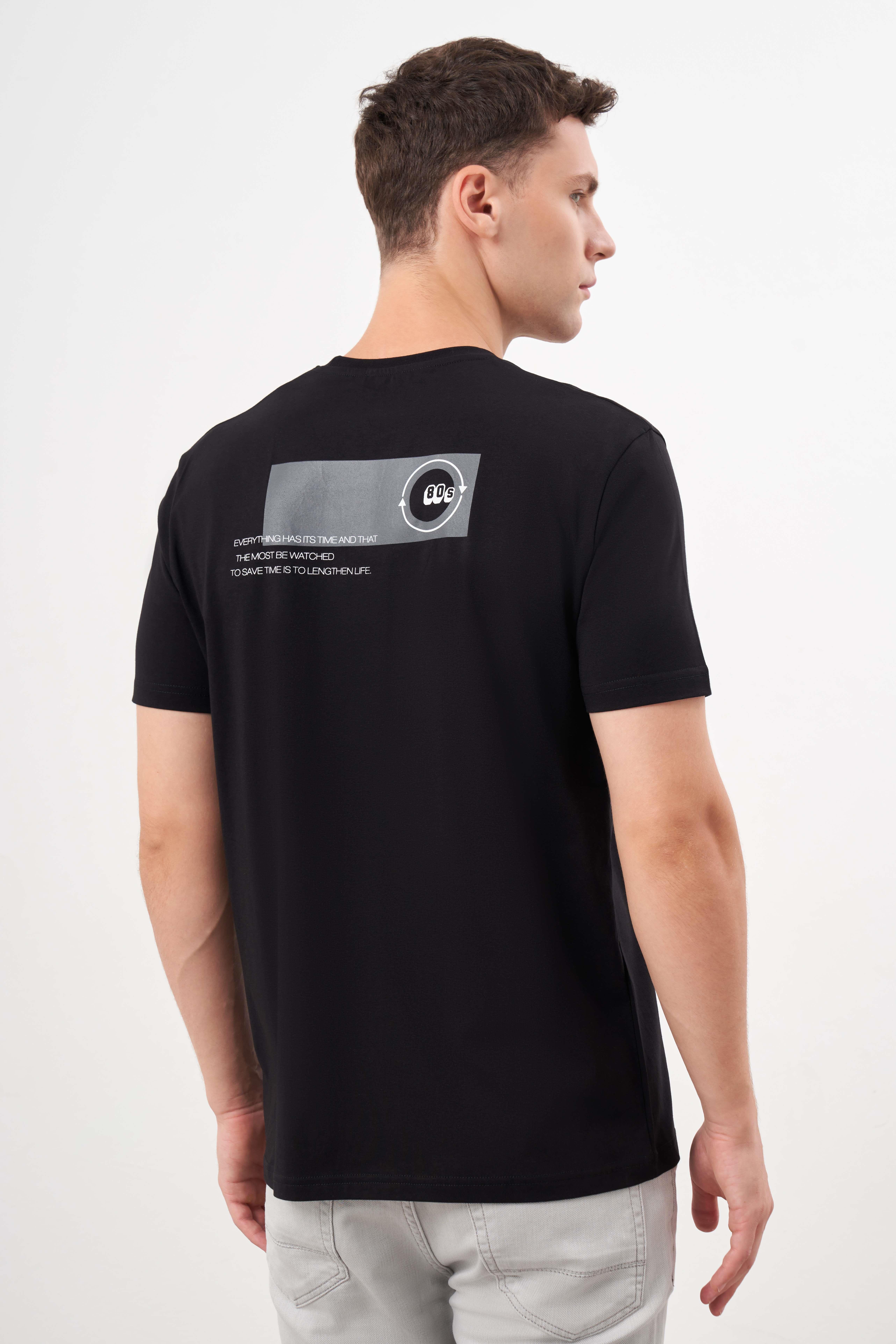 Morven Erkek Siyah Trend Süprem Baskılı Bisiklet Yaka Dynamic Fit T-Shirt
