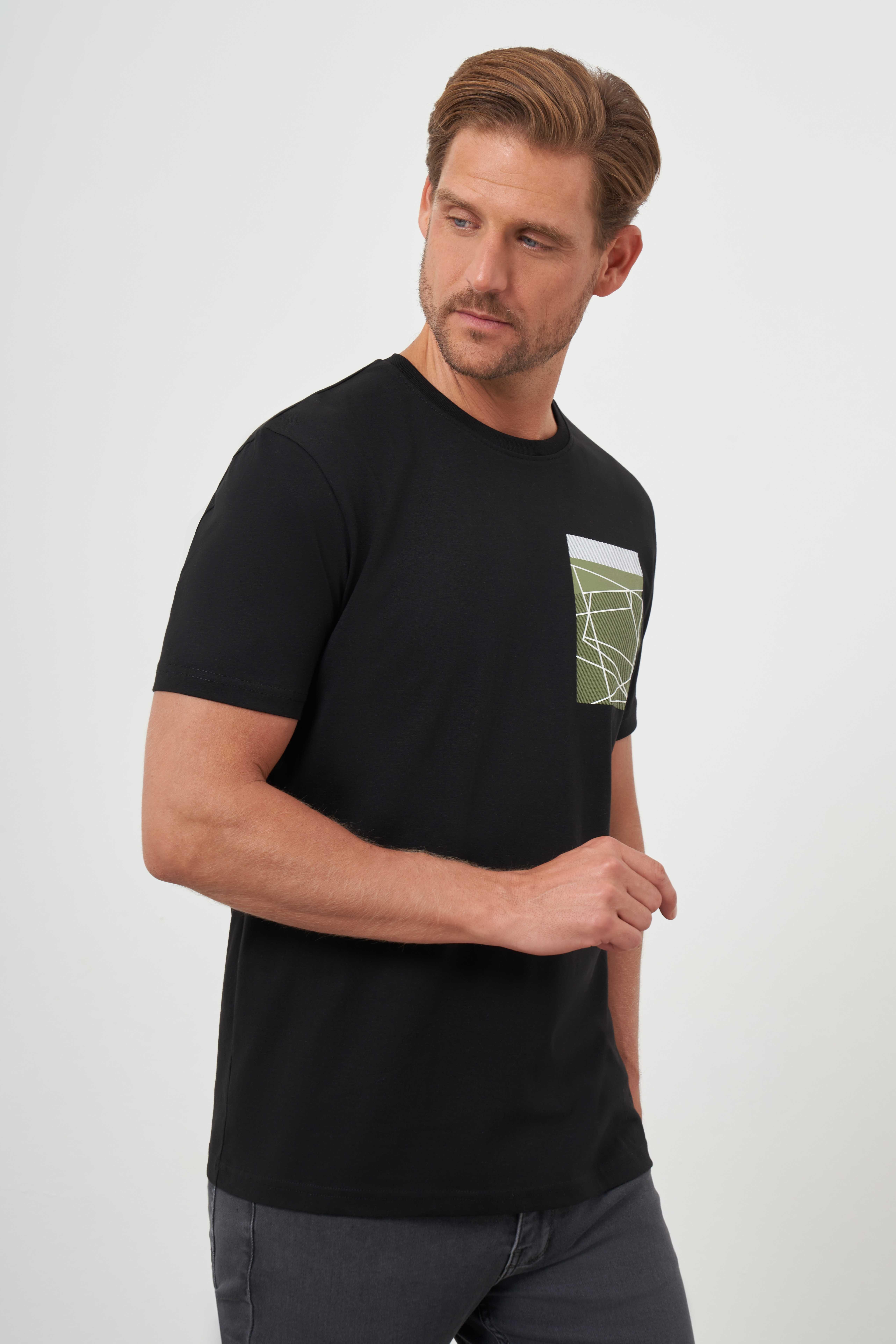 Morven Erkek Siyah Trend Süprem Baskılı Bisiklet Yaka Dynamic Fit T-Shirt