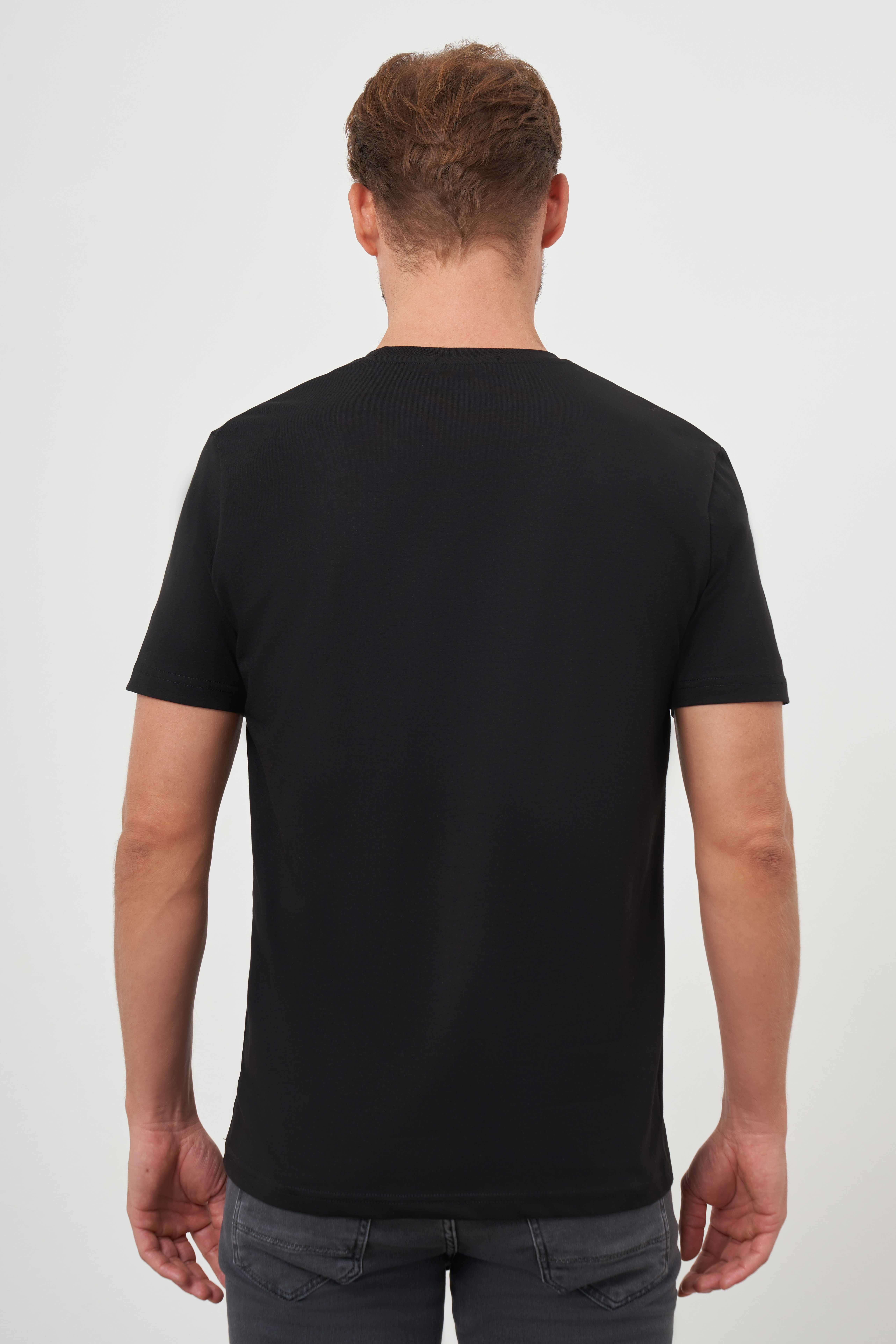 Morven Erkek Siyah Trend Süprem Baskılı Bisiklet Yaka Dynamic Fit T-Shirt