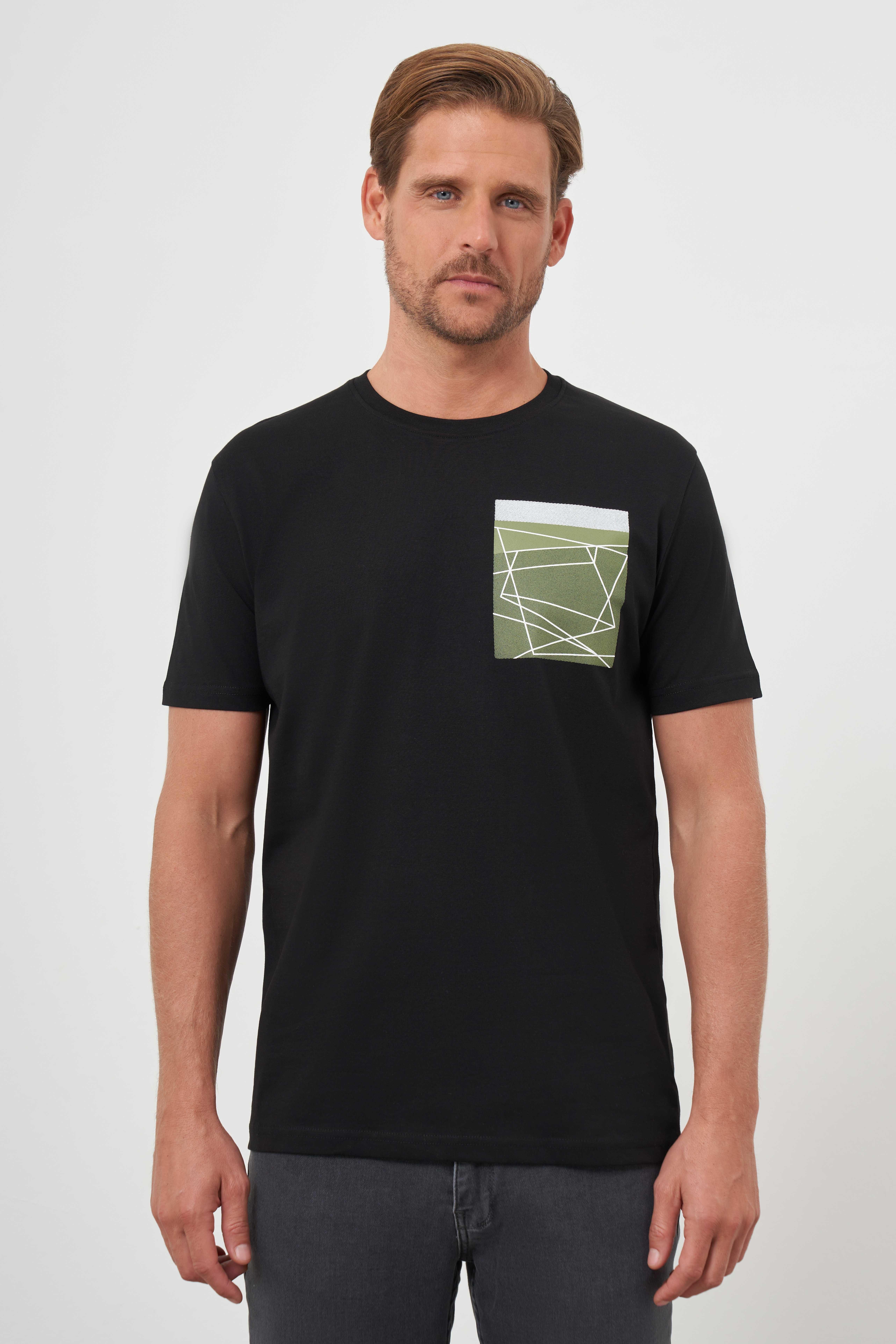 Morven Erkek Siyah Trend Süprem Baskılı Bisiklet Yaka Dynamic Fit T-Shirt