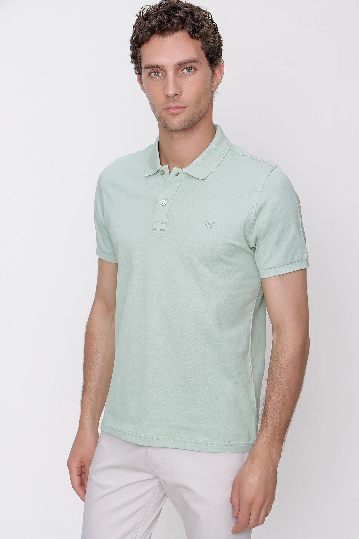 Morven Erkek Su Yeşili Basic Polo Yaka Dynamic Fit T-Shirt