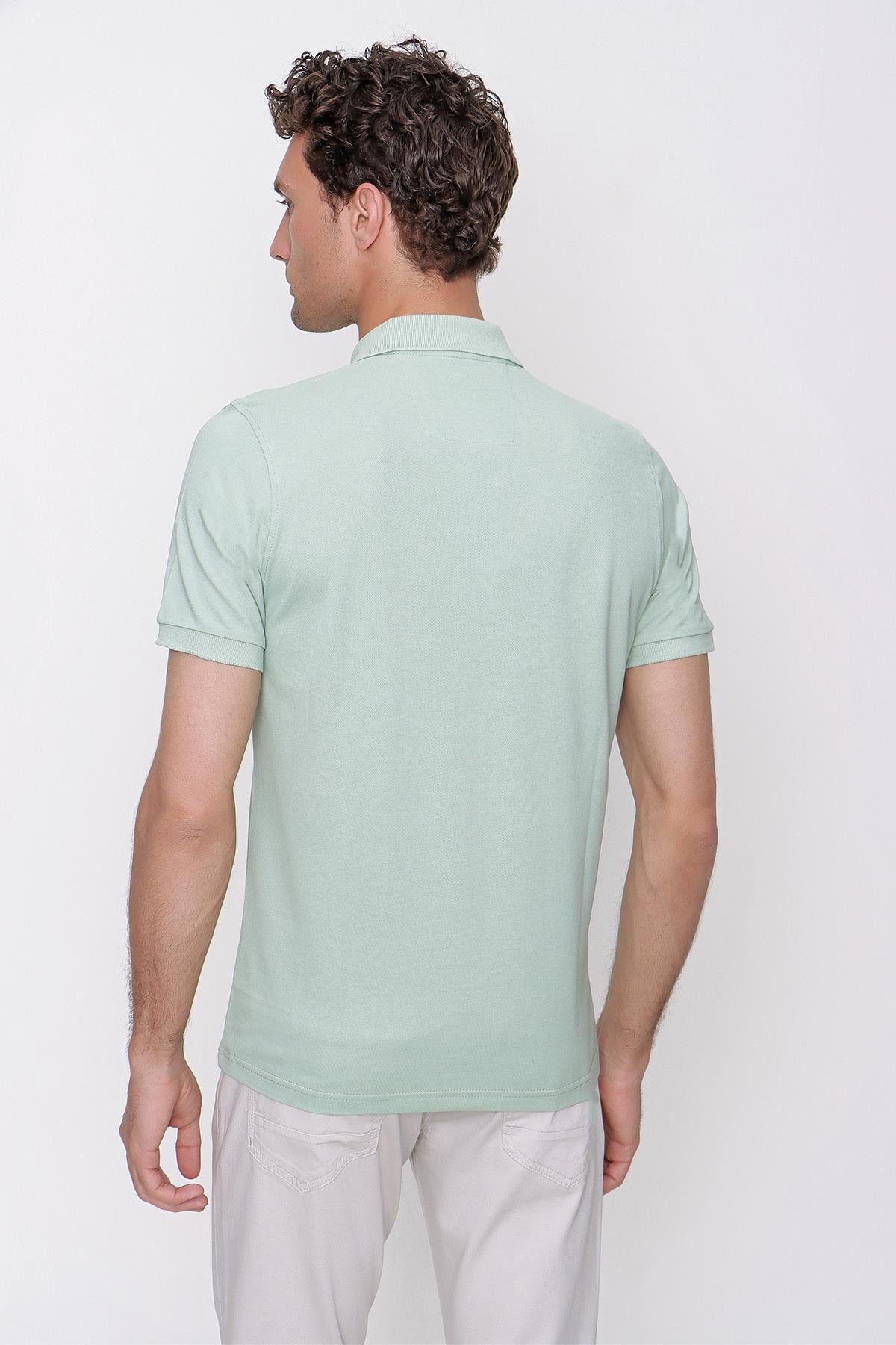Morven Erkek Su Yeşili Basic Polo Yaka Dynamic Fit T-Shirt