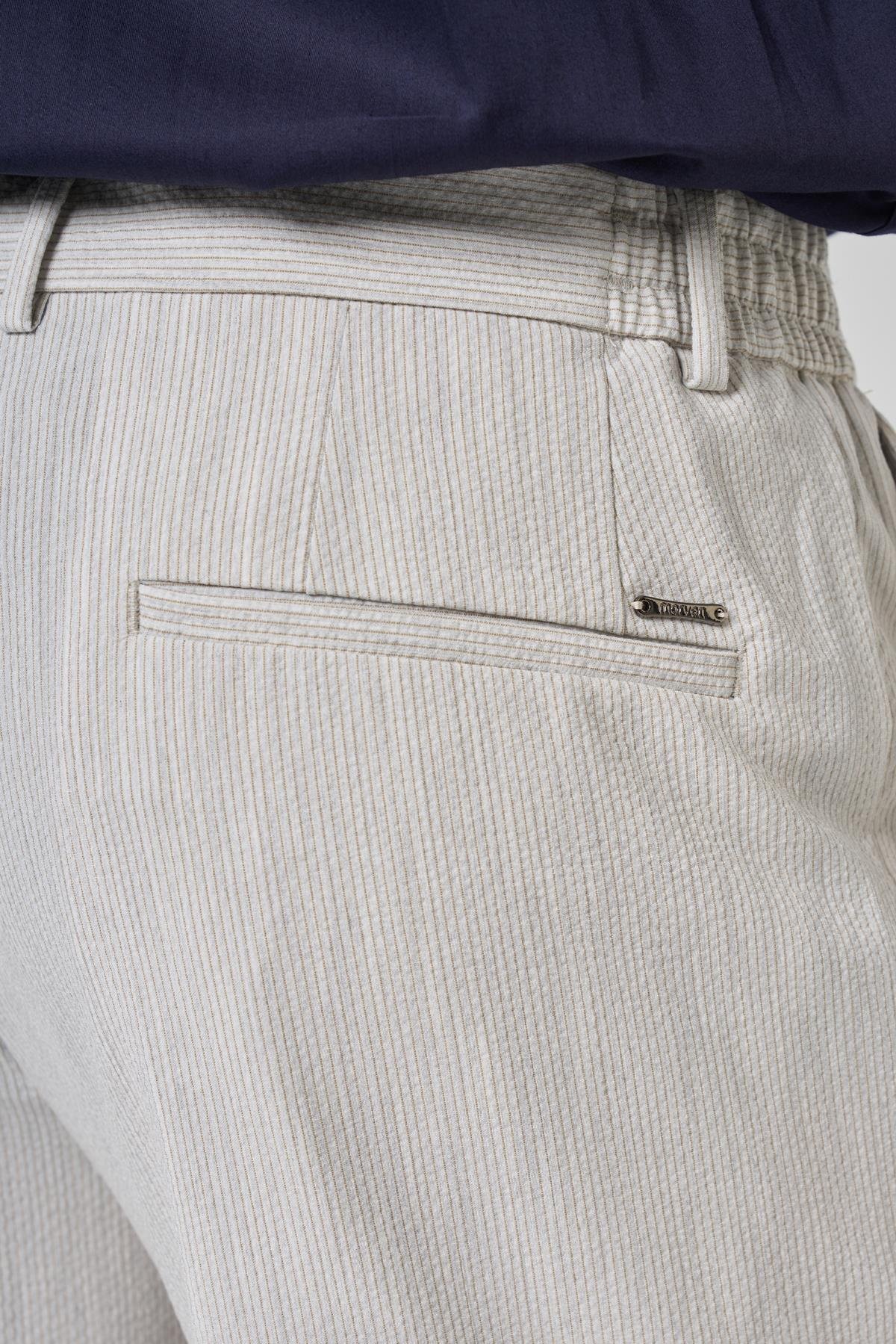 Morven Erkek Taş Poliviskon Trend Çizgili Slim Fit Jogger Pantolon