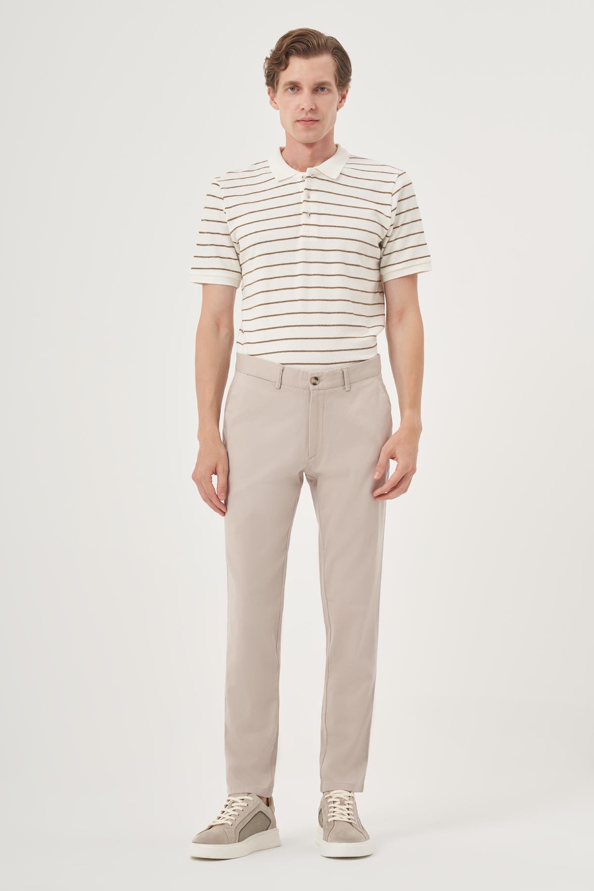 Morven Erkek Taş Yazlık Pamuk Yan Cep Slim Fit Chino Pantolon
