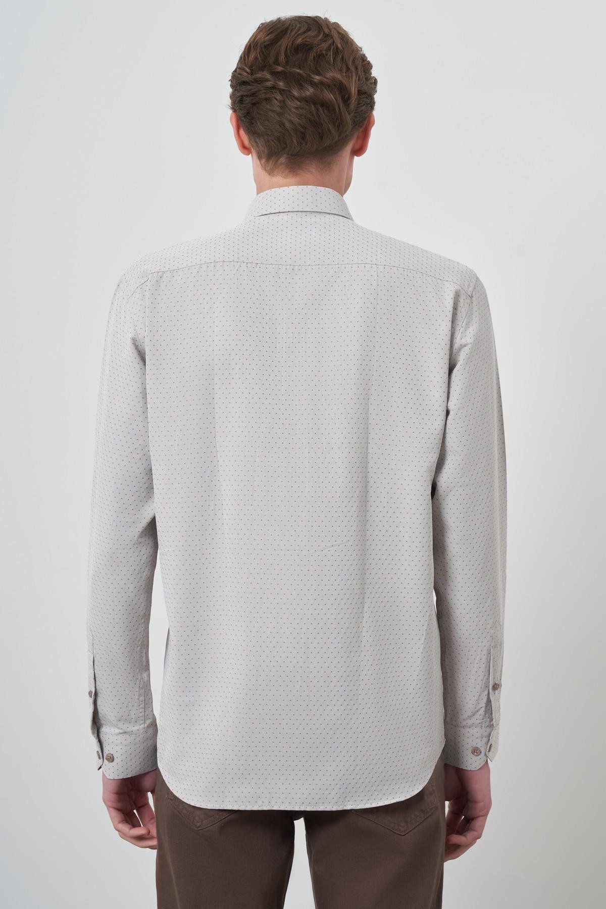 Morven Erkek Vizon Slim Fit İtalyan Yaka Gömlek