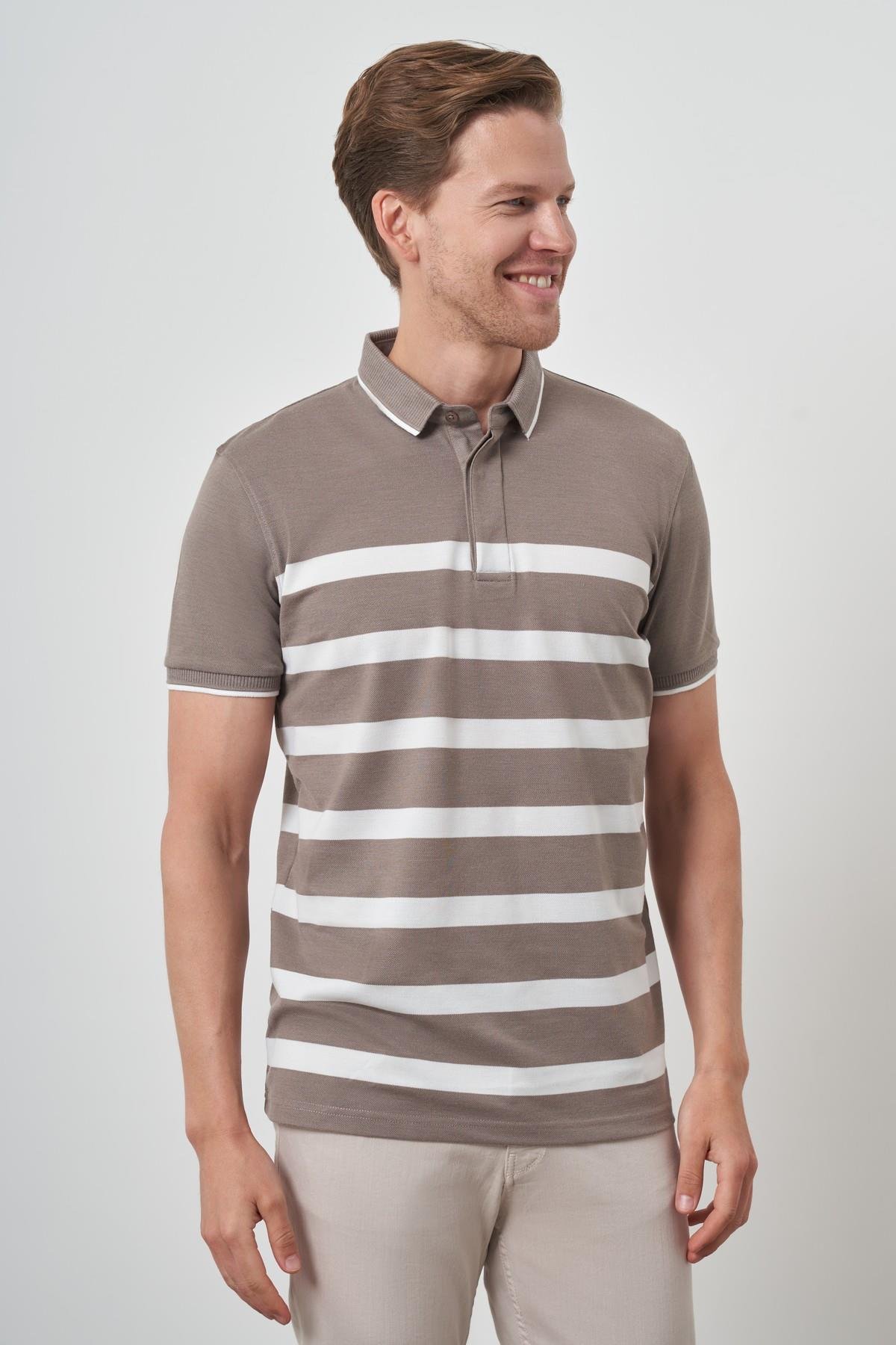 Morven Erkek Vizon Trend Rınger Polo Yaka T-Shirt