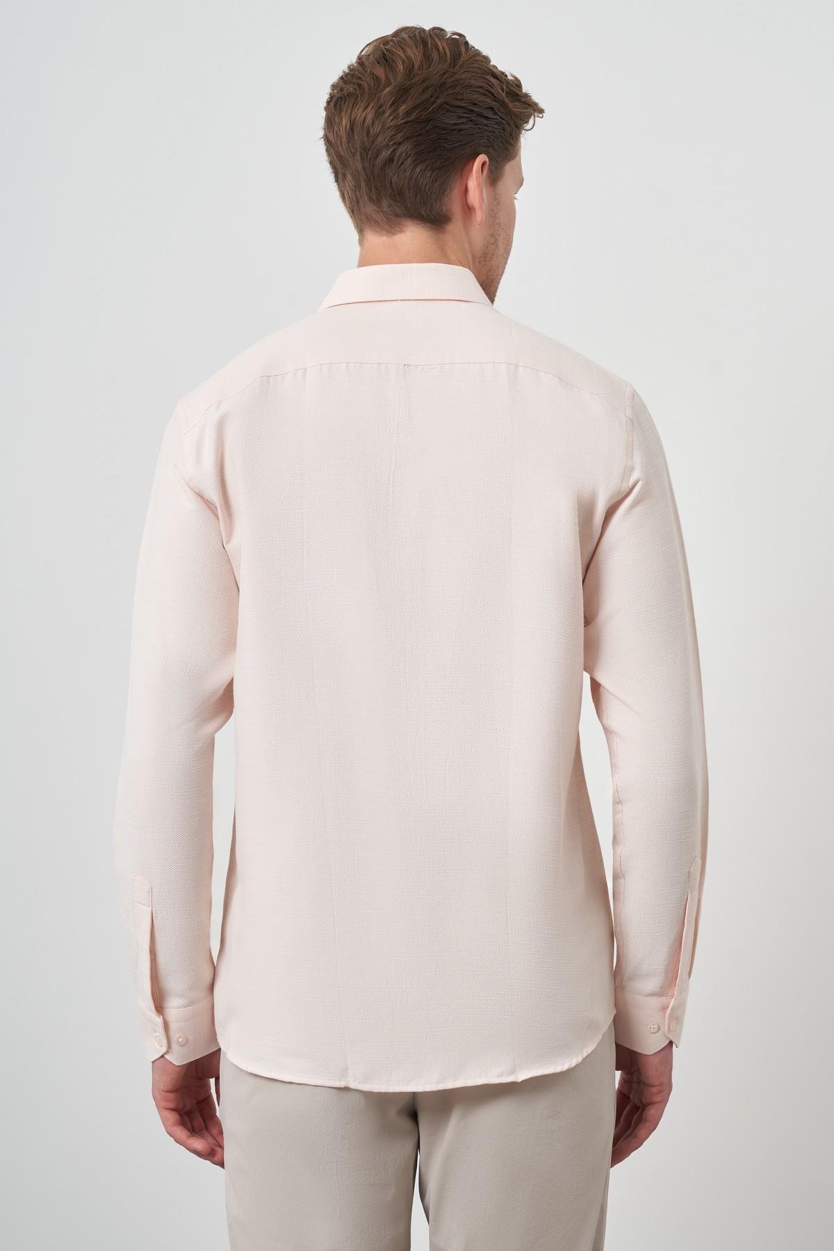 Morven Erkek Yavruağzı Slim Fit İtalyan Yaka Gömlek