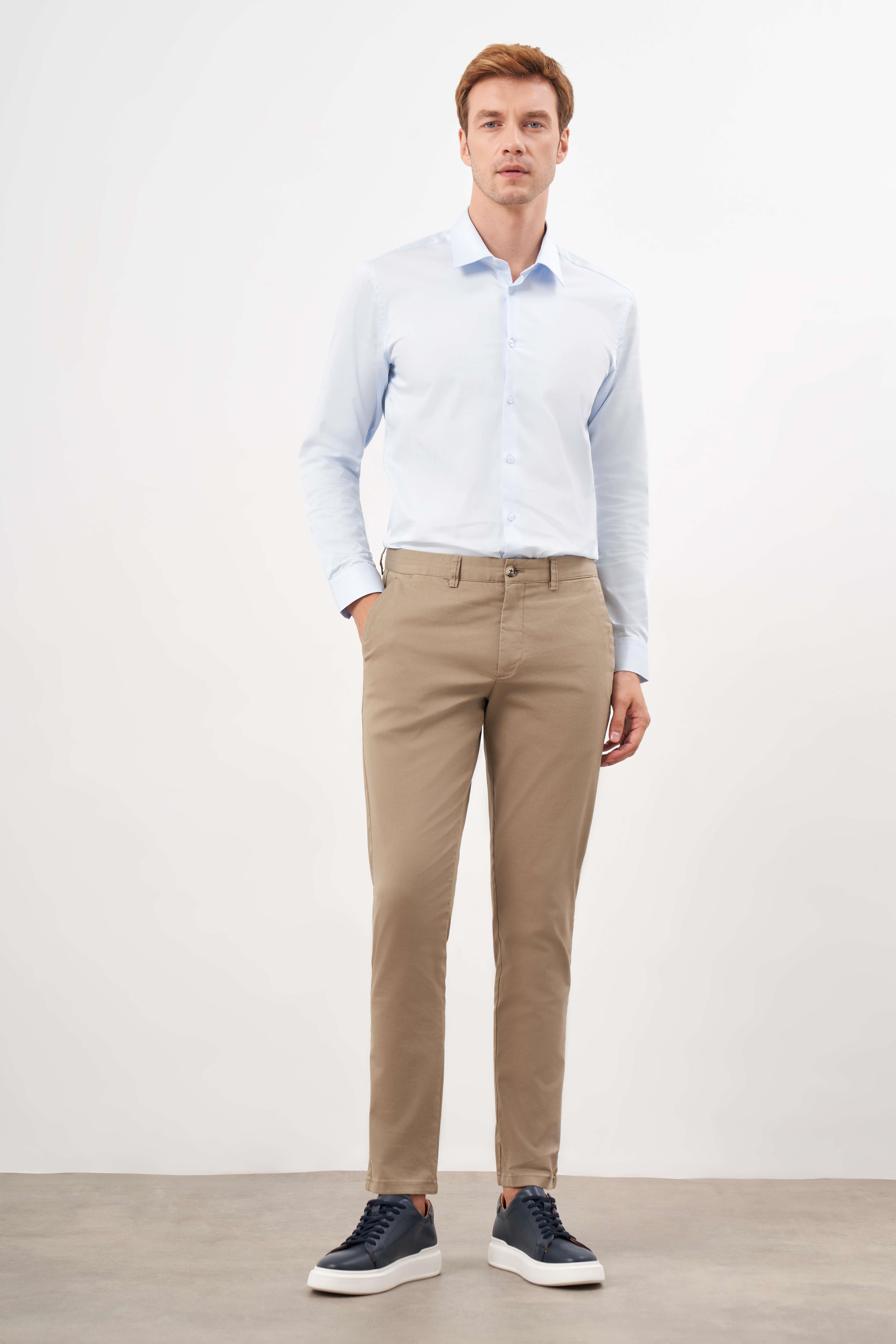 Morven Erkek Yeşil Mevsimlik Pamuk Yan Cep Slim Fit Chino Pantolon