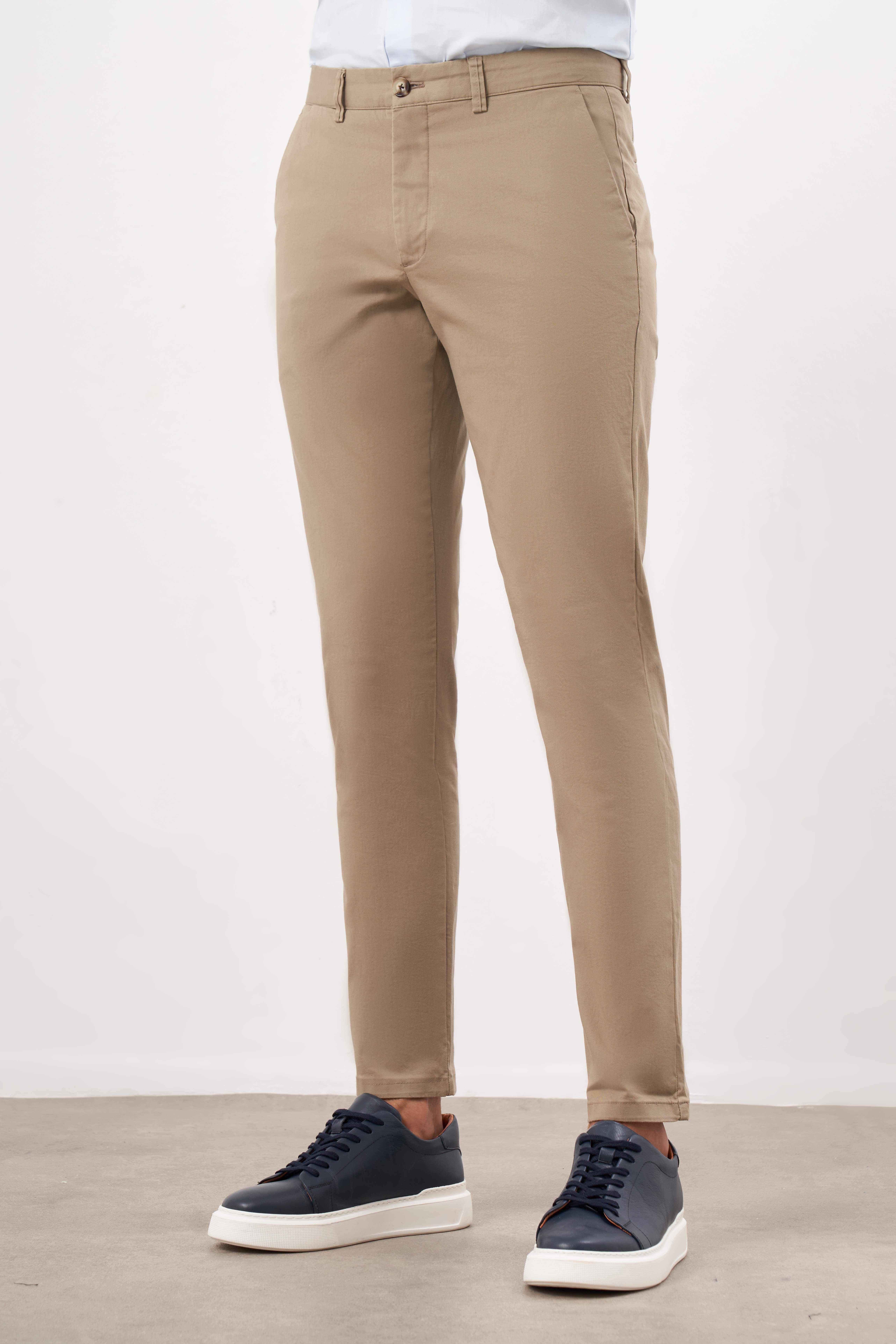 Morven Erkek Yeşil Mevsimlik Pamuk Yan Cep Slim Fit Chino Pantolon