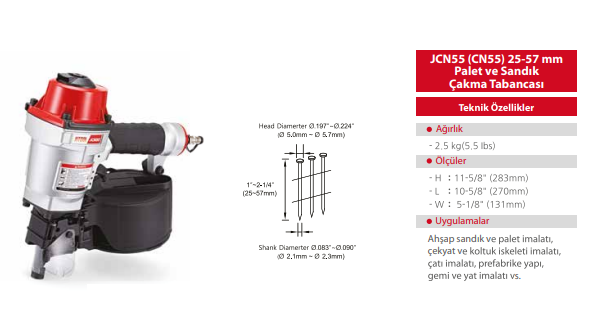 JCN55 (CN55) 25-57 mm Palet ve Sandık Çakma Tabancası
